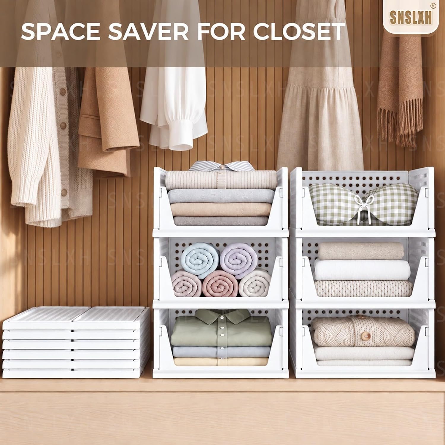 Detalle 2 de Stackable Closet Storage Bins, 16.73-Inch