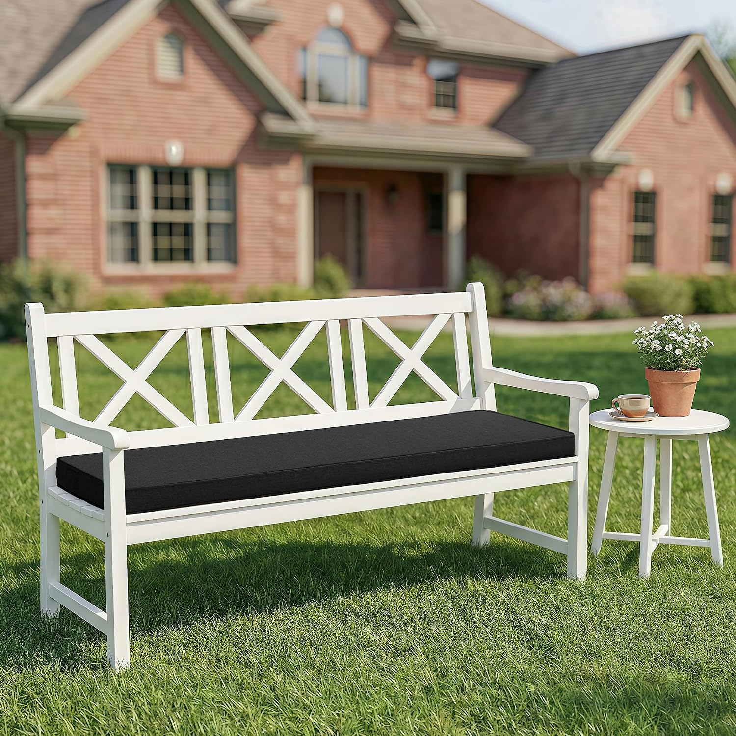 Detalle de Fitfree FCDD4516BK1P Outdoor Bench Cushion, 45 x 16 Inches, Black