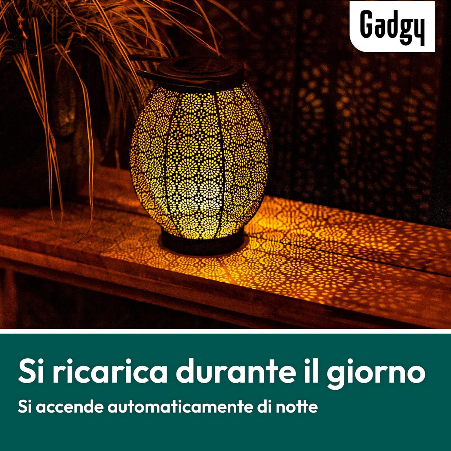 Thumbnail 5 de Gadgy Lanterna Solare da Esterno Fiore in metallo nero e oro (IP65) a LED