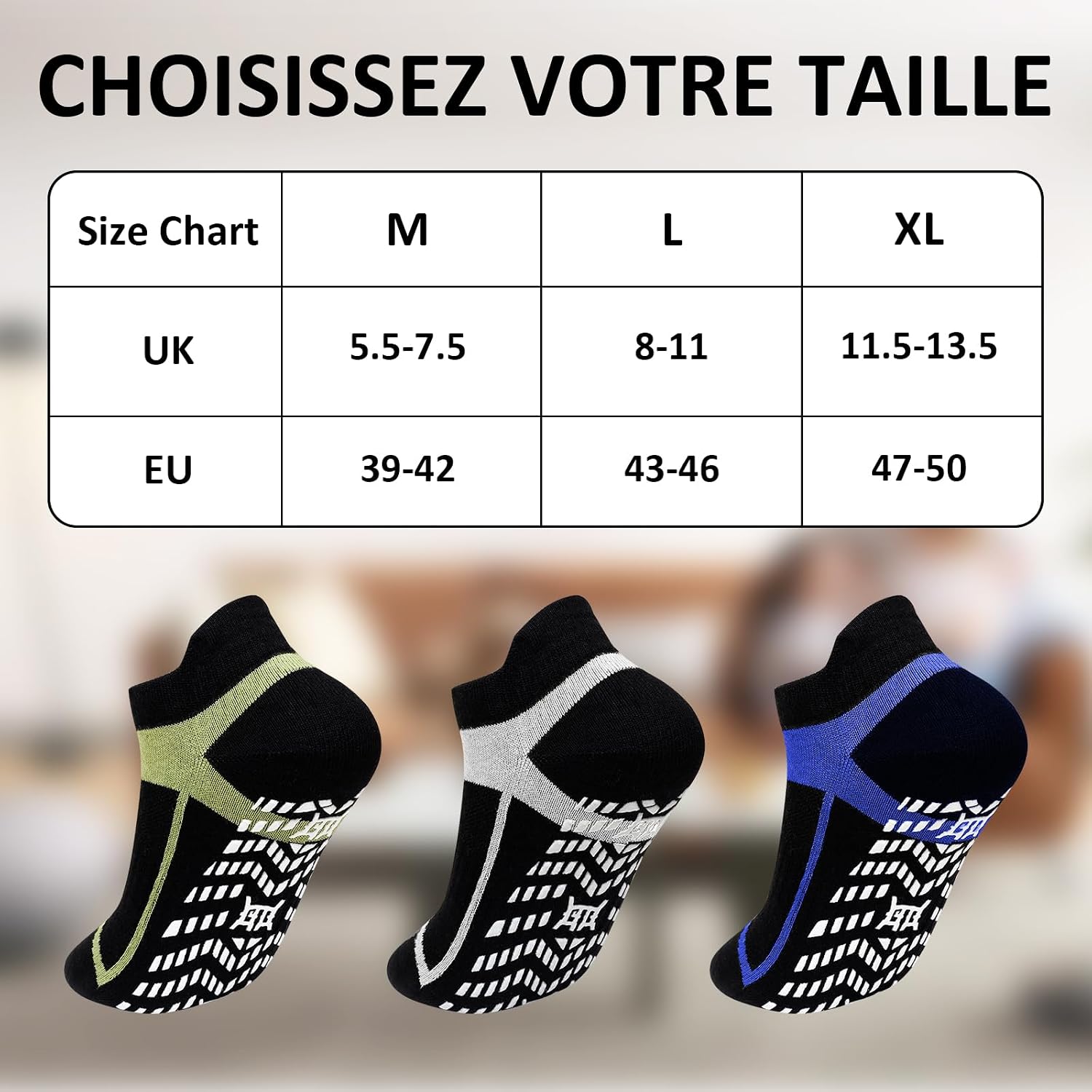 Thumbnail 5 de ZAKASA Chaussettes antidérapantes yoga homme 3 paires