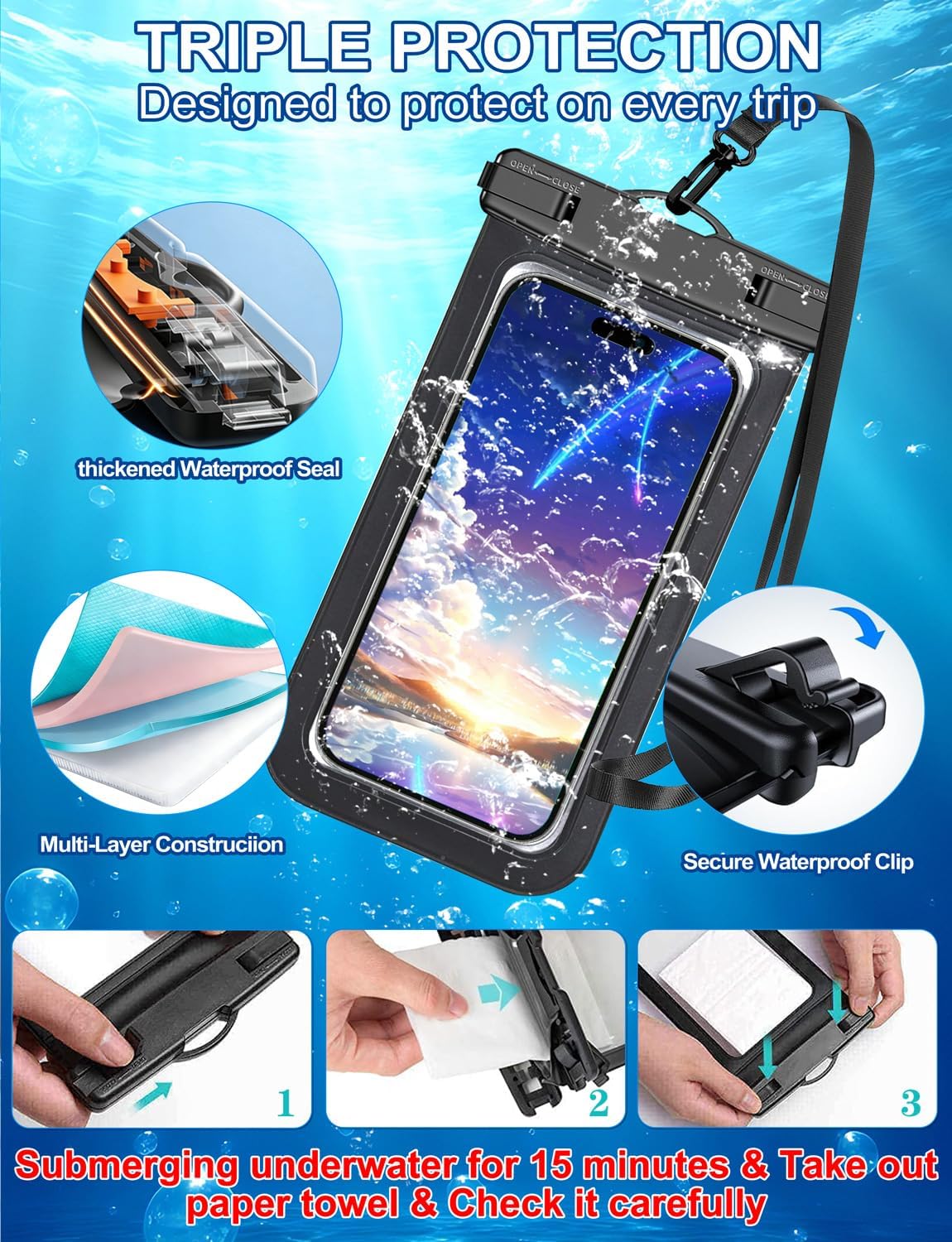 Detalle 1 de Famoby Phone Waterproof Pouch IP68 8.3in
