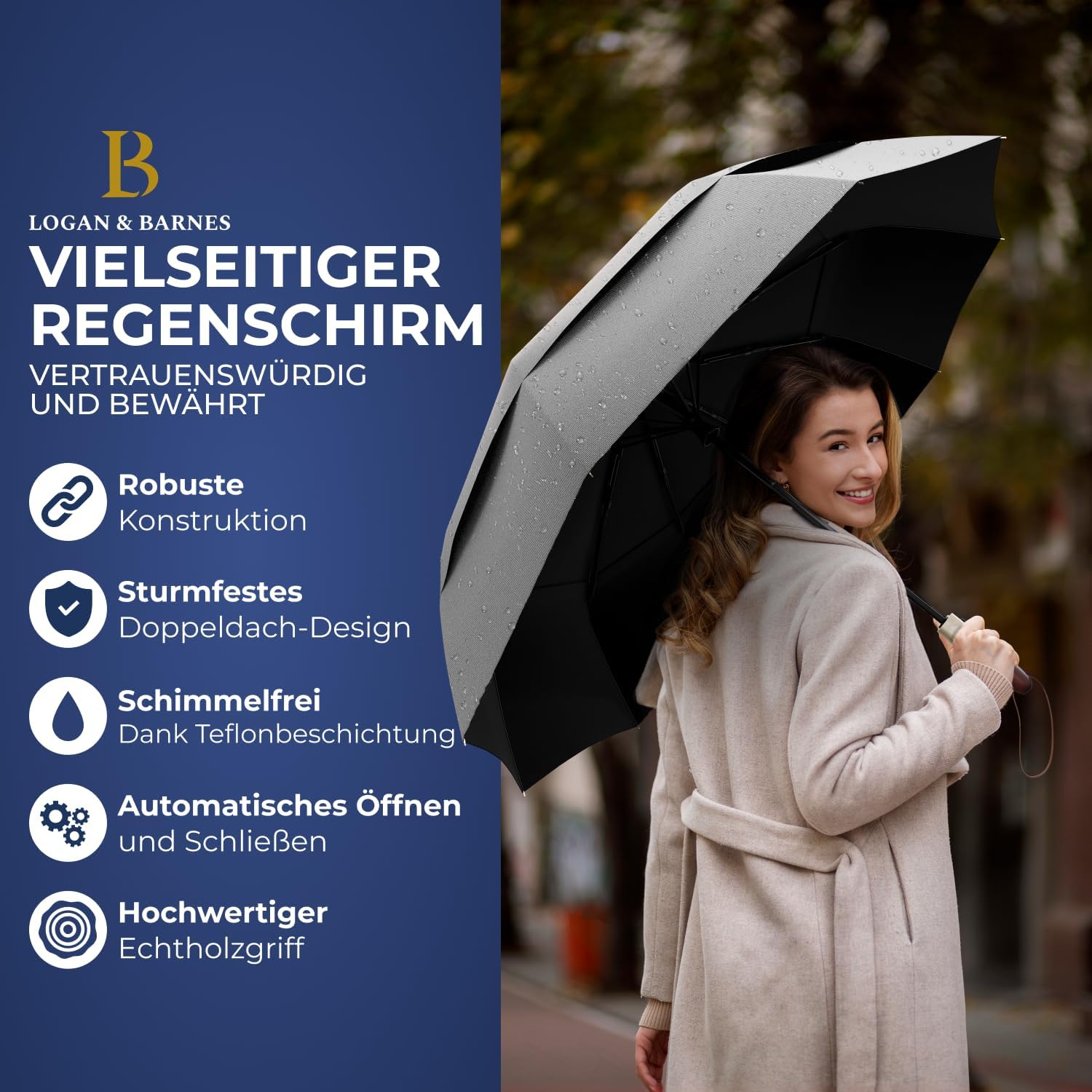 Thumbnail 5 de LOGAN & BARNES Taschenschirm sturmfest Ø103cm