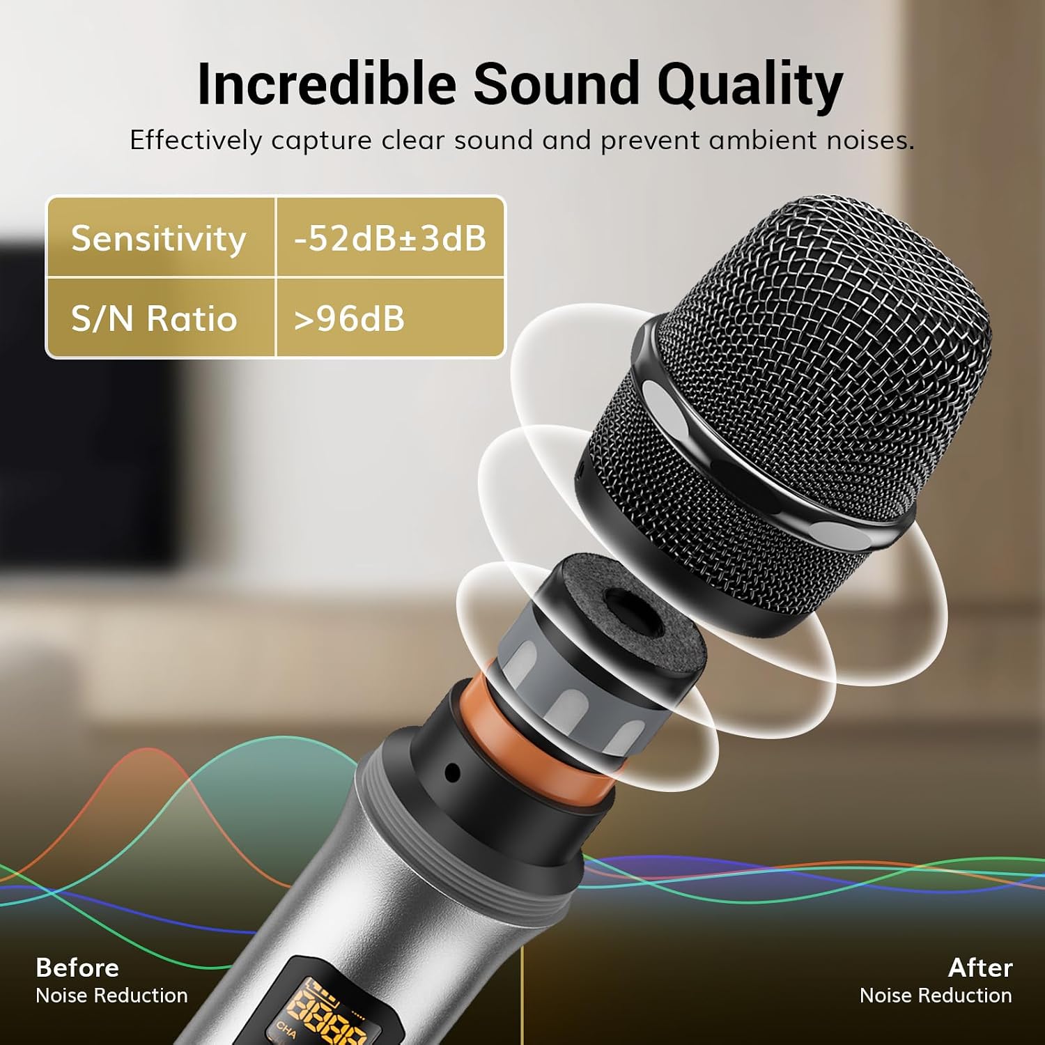 Detalle de TONOR TW-630 Dual UHF Wireless Microphone System with Metal Mics