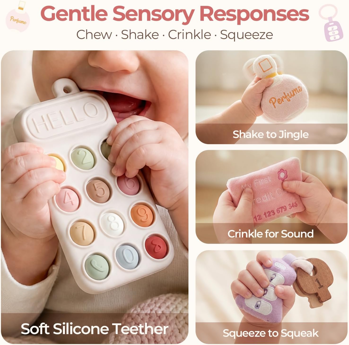 Detalle de LET'S MAKE PTZ255101 My First Baby Purse Sensory Pretend-Play Toy, 10 Pieces