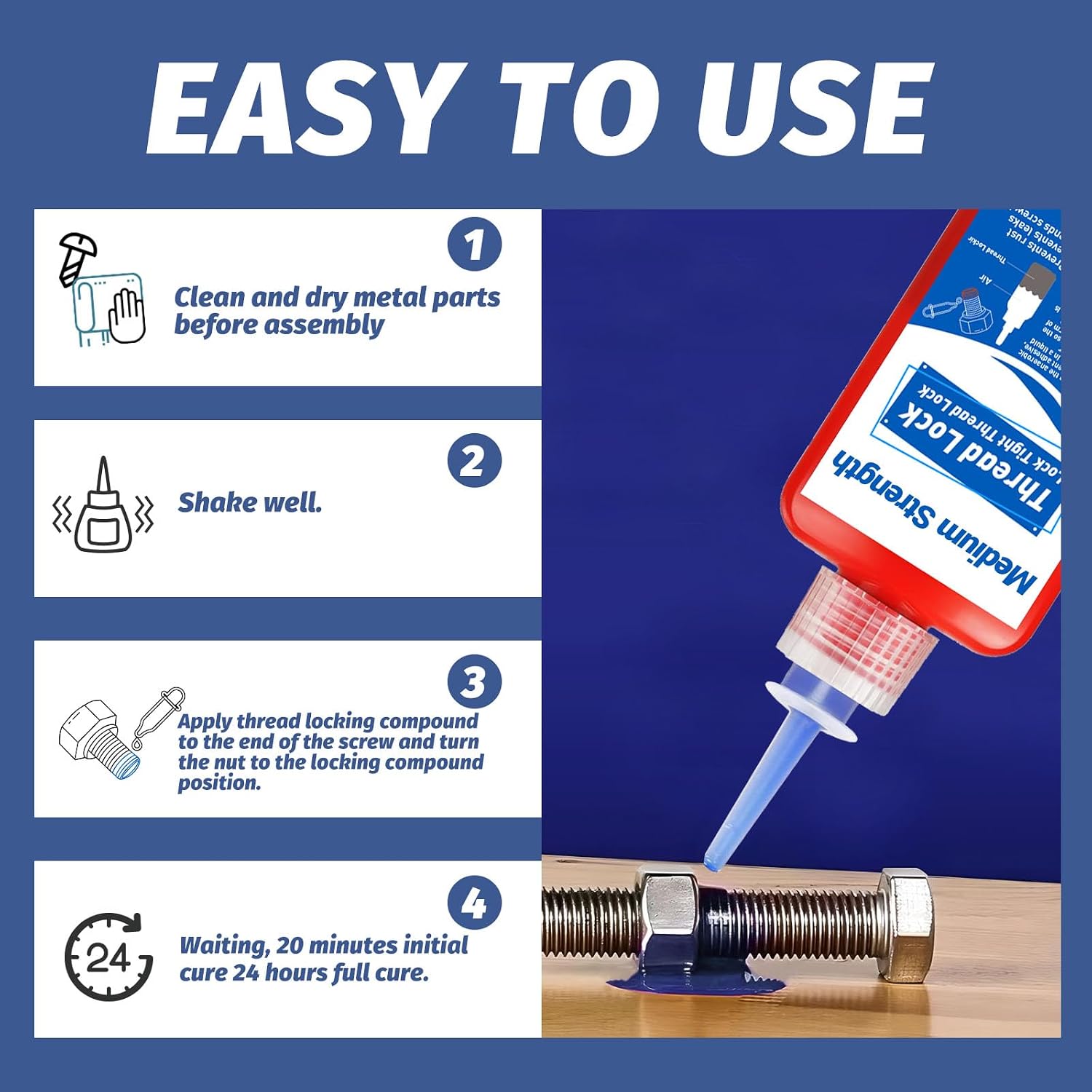 Detalle 2 de 1DFAUL 100 ml Medium-Strength Threadlocker for Metal Fasteners