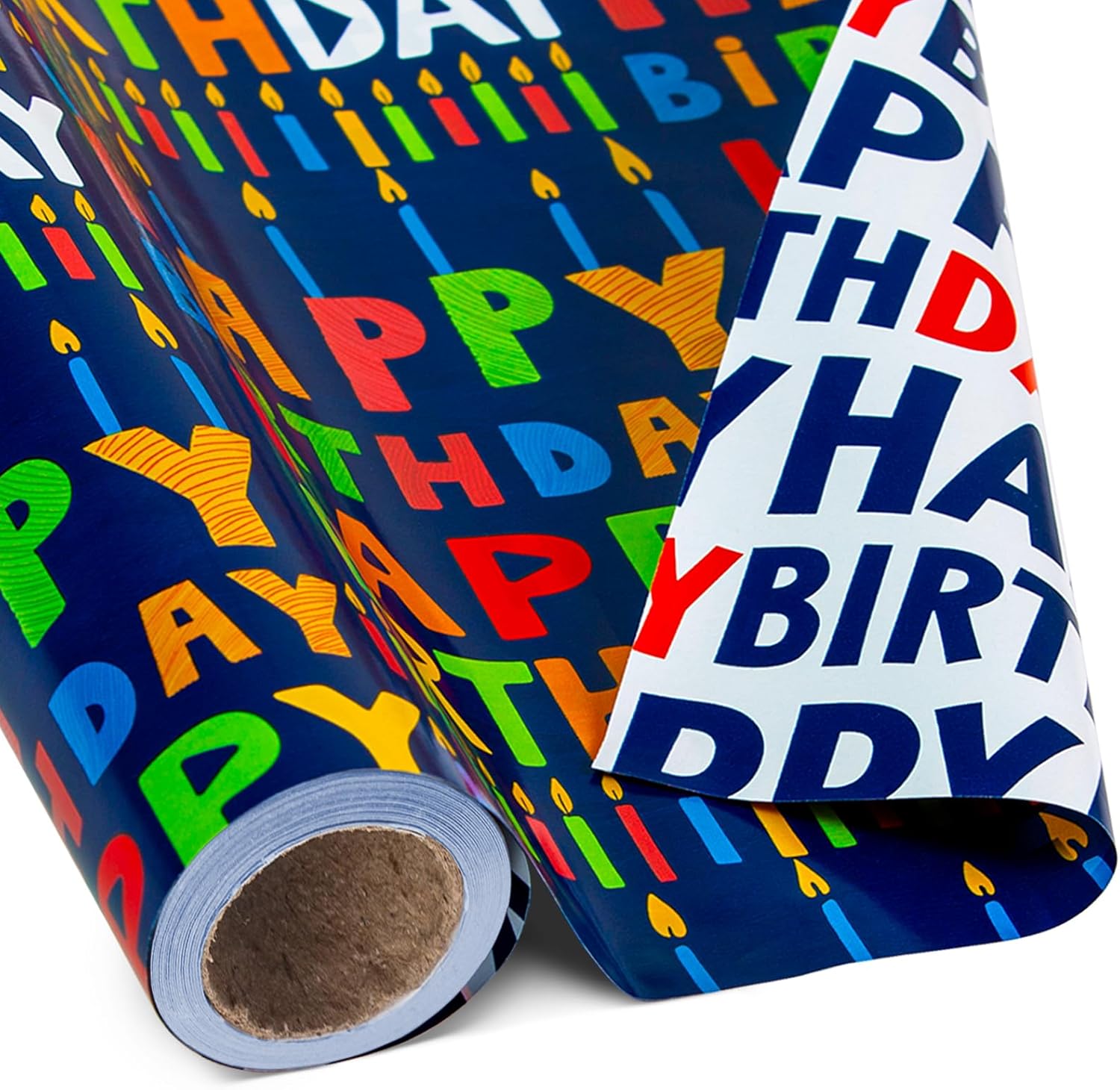 Thumbnail 6 de WIKADLIK Colorful Birthday Wrapping Paper Roll – 43 cm x 10 m with Gold Foil Happy Birthday Lettering