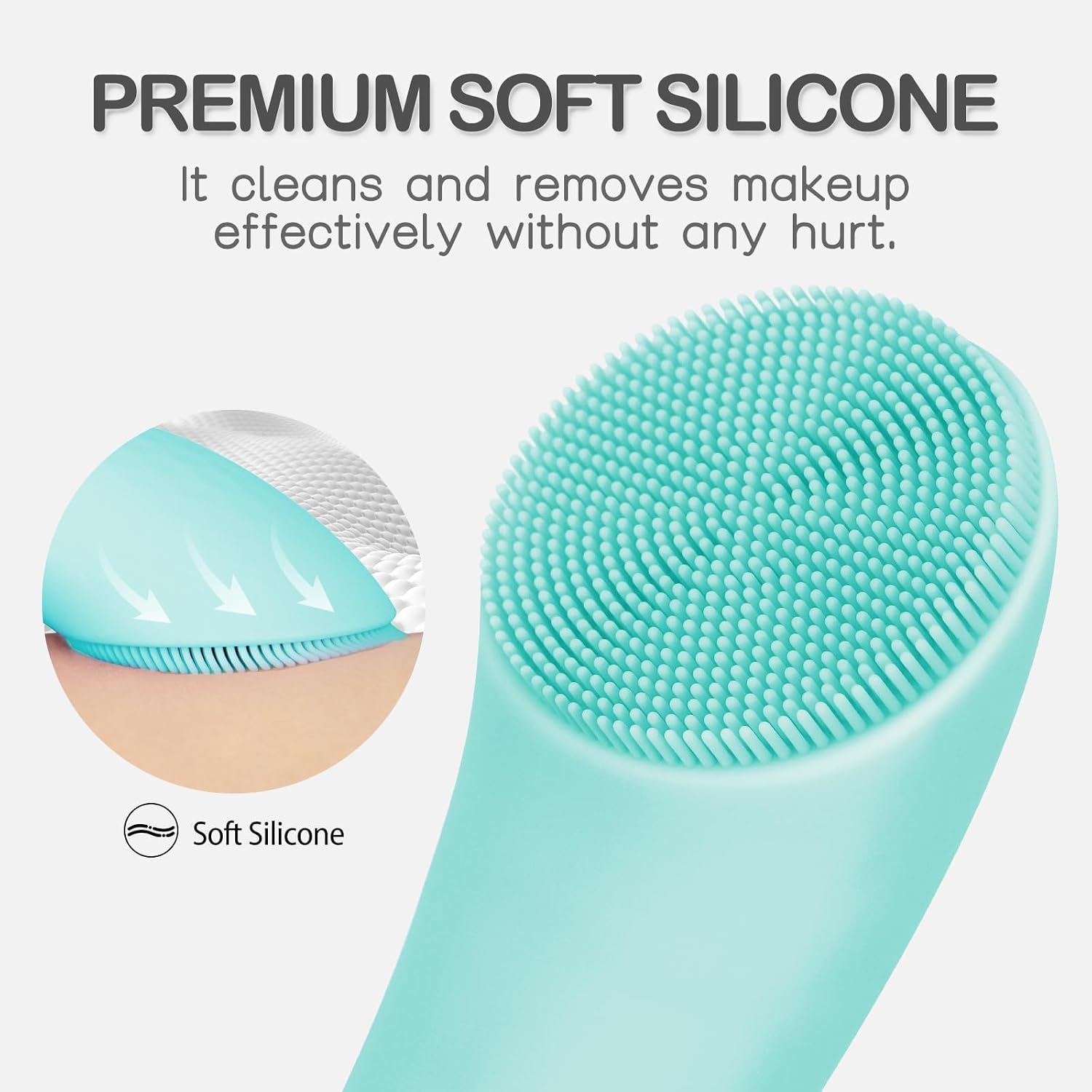 Thumbnail 6 de Silicone Face Scrubber: Rechargeable Cleansing Brush with Heat Massage End (Green)