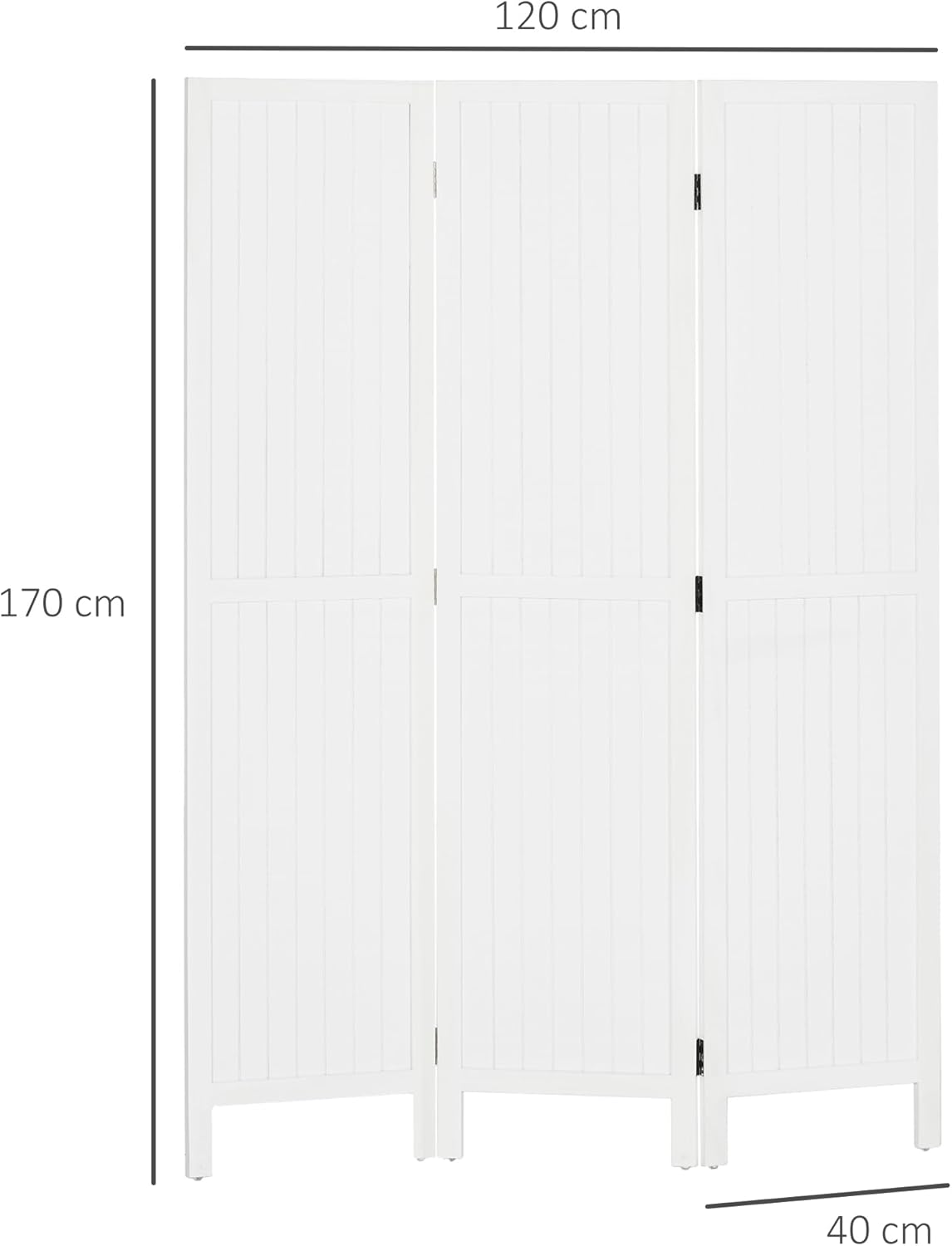 Thumbnail 6 de HOMCOM paravent en bois 3 panneaux pliable 120 x 170 cm blanc