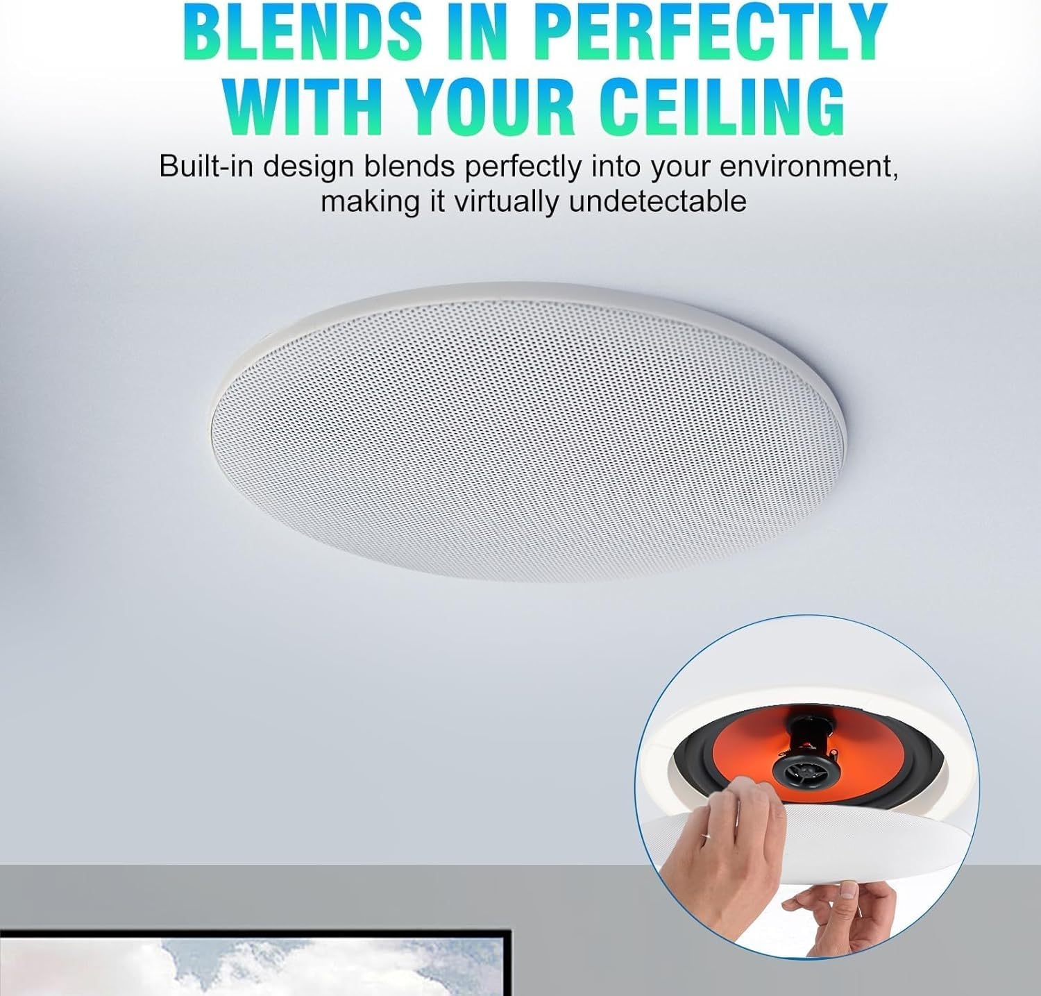 Detalle 2 de STUDIOFINIX 6.5" 300W Bluetooth Ceiling Speakers (2-Pack)