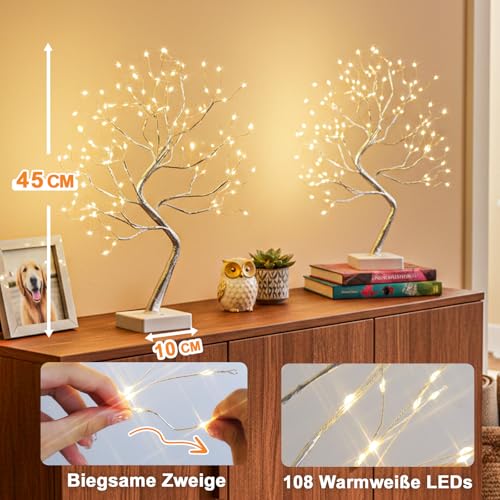 Detalle de Delichter Lichterbaum Lichterzweige – 108 LEDs, USB/Batterie, 45 cm, 8 Lichtmodi