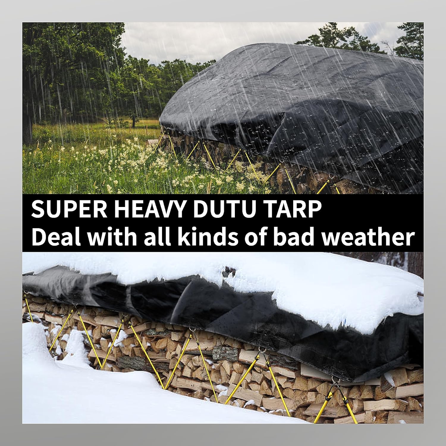 Thumbnail 5 de TARPAL Tarp 10x12 Feet: Heavy Duty 14mil D-Ring Waterproof Tarp with Triangular Reinforced Edges