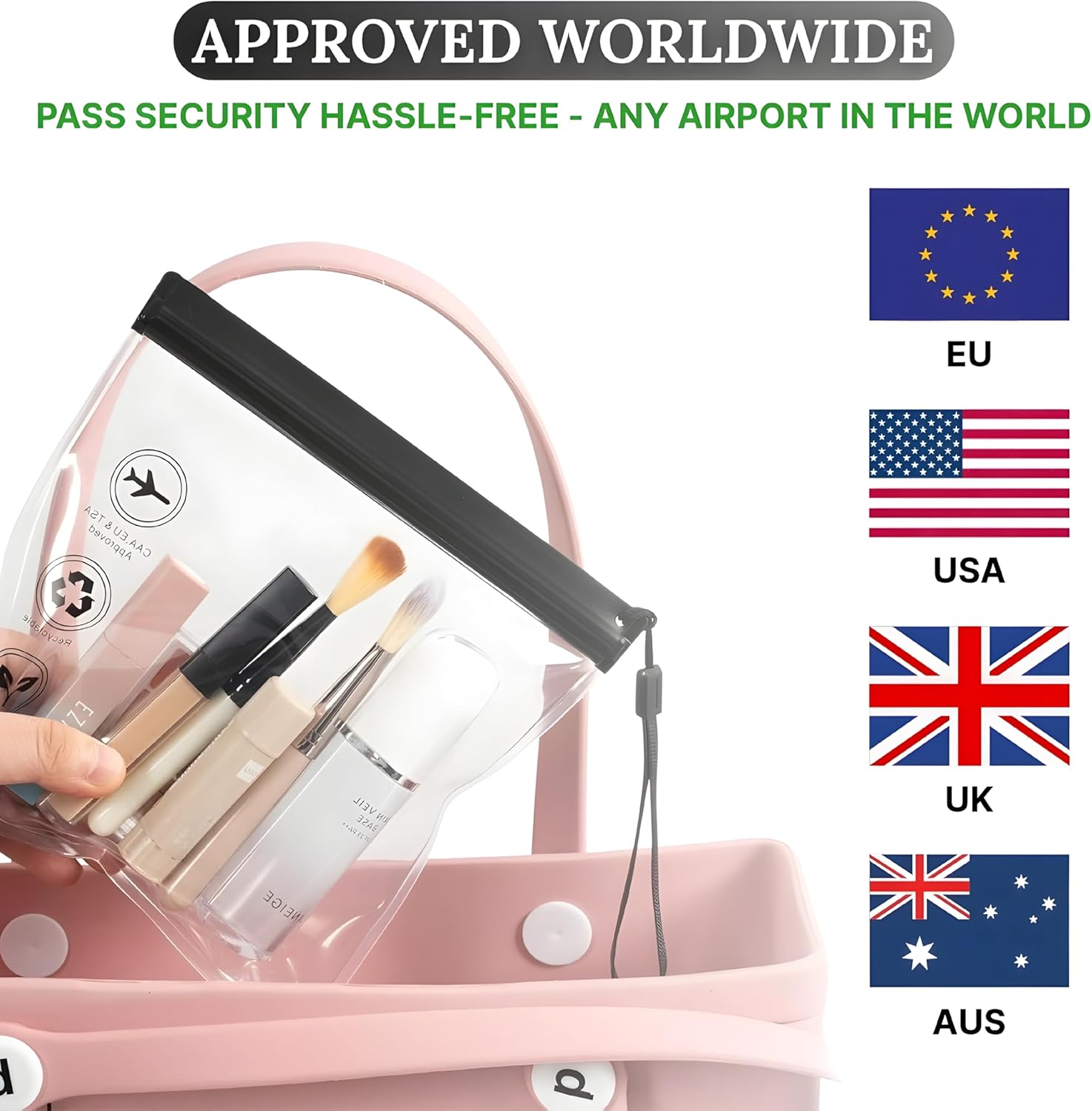 Detalle 2 de Nestixy TSA Approved Clear Toiletry Bags 4 Pack (20x20cm, 1L) – Leakproof PVC Liquid Travel Pouches