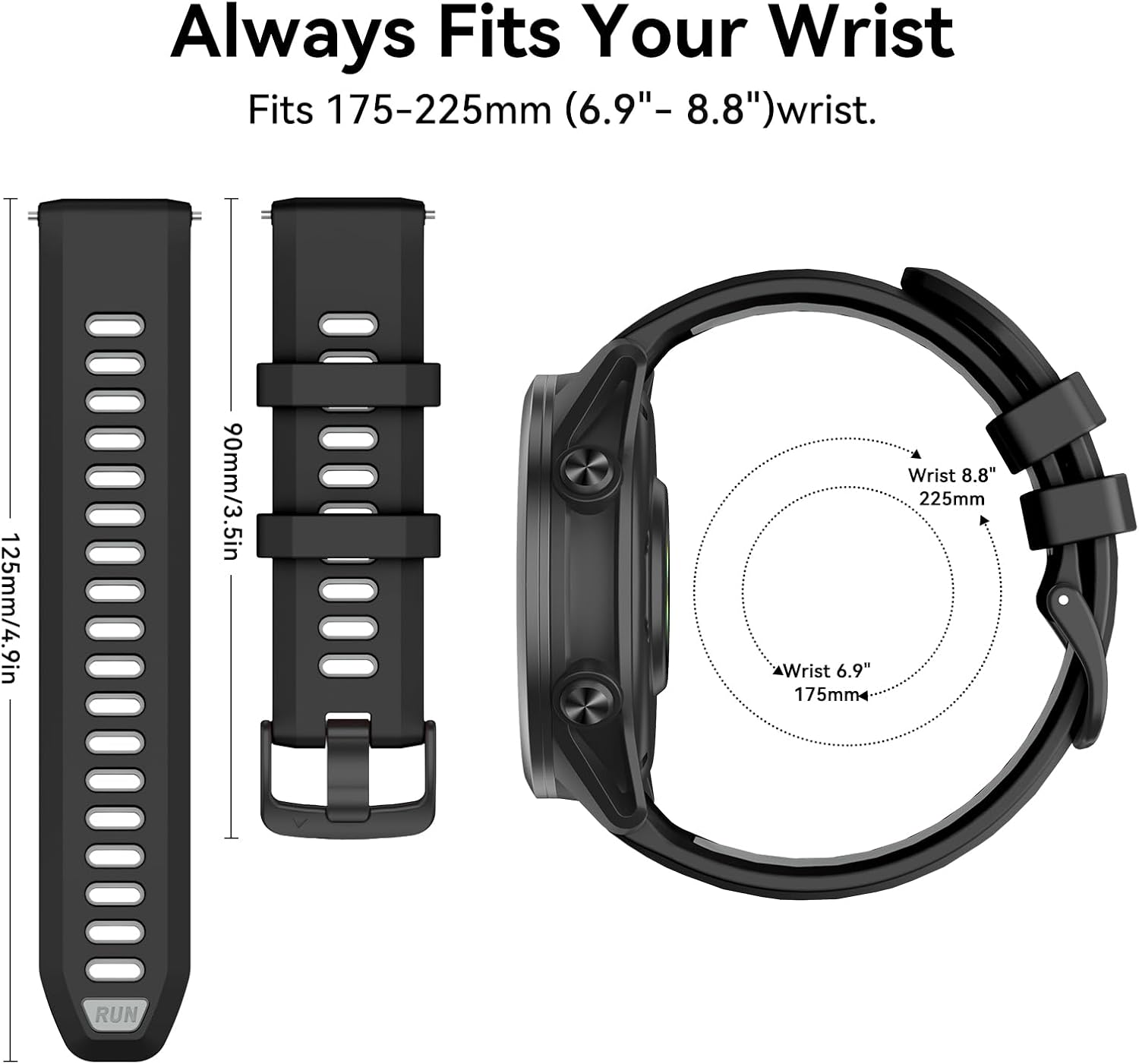 Detalle 2 de OVERSTEP 22mm silicone watch bands for Garmin Forerunner 970/965/955/945 & Descent G1/G1 Solar