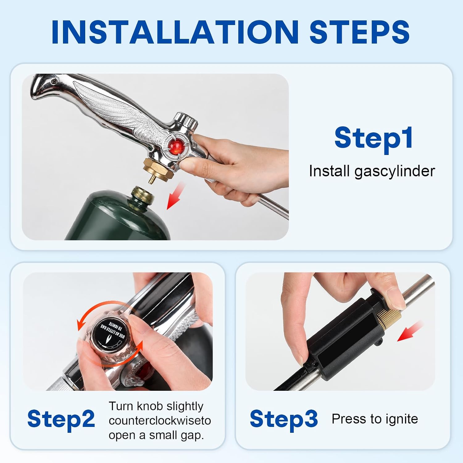 Detalle 2 de RUBDARK GF-8019 Propane Weed Torch, 37-Inch Detachable Arm