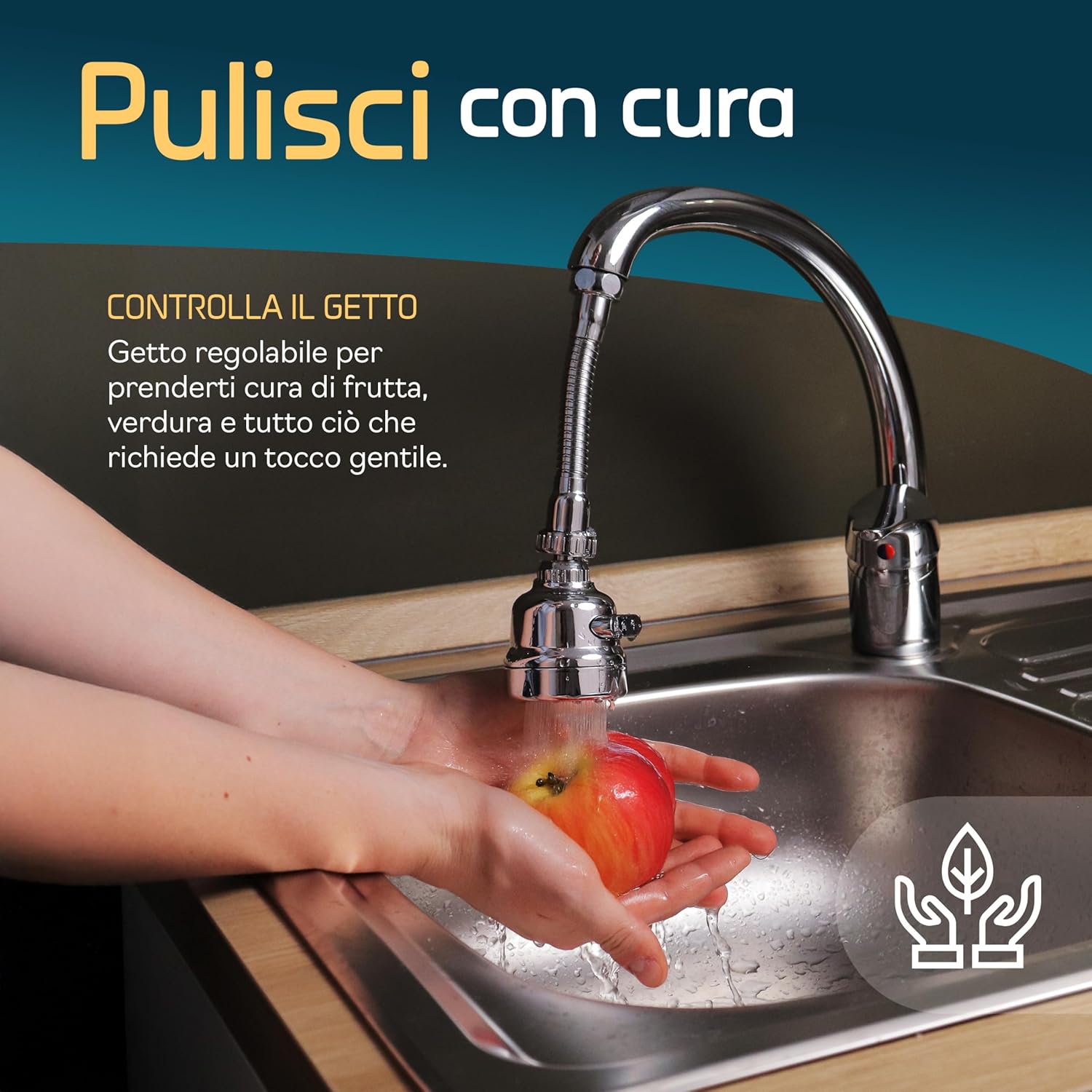 Detalle 2 de Aeratore rubinetto cucina con snodo 360° universale, rompigetto antispruzzo e prolunga con adattatore Generico