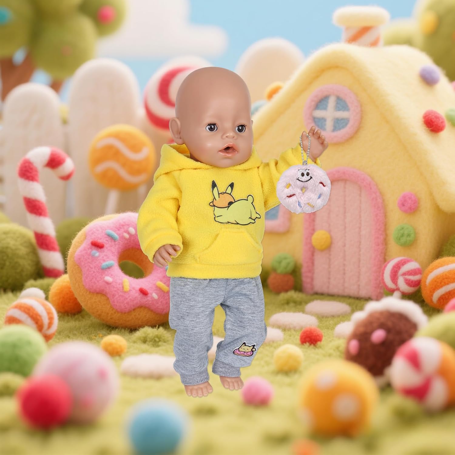 Thumbnail 5 de Orizizhic 5-teiliges Puppenkleidung-Set für Babypuppen (35–43 cm) – gelbe Hose, Jogginghose, Zubehör