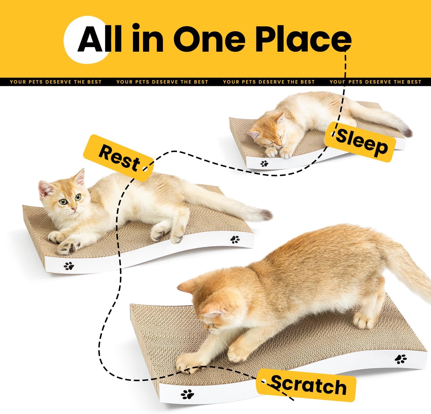 Detalle de Katzen Kratzbrett aus Pappe (2er-Pack) – Wellenform, langlebiger Kratzschutz für Sofa und Ecke