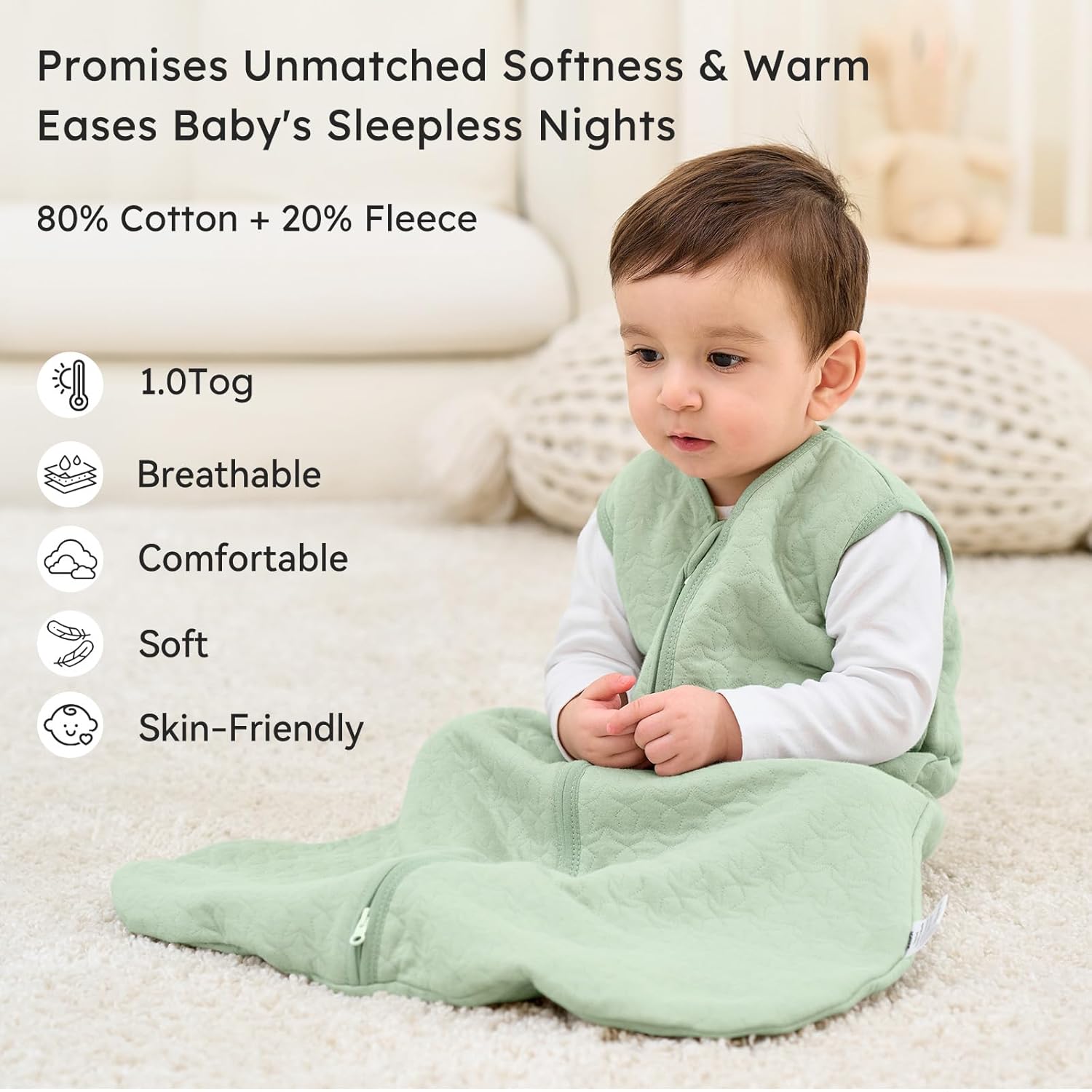 Thumbnail 1 de Unnivoll Babyschlafsack Sommer 1.0 Tog (0–6 Monate) 67 cm – Grün