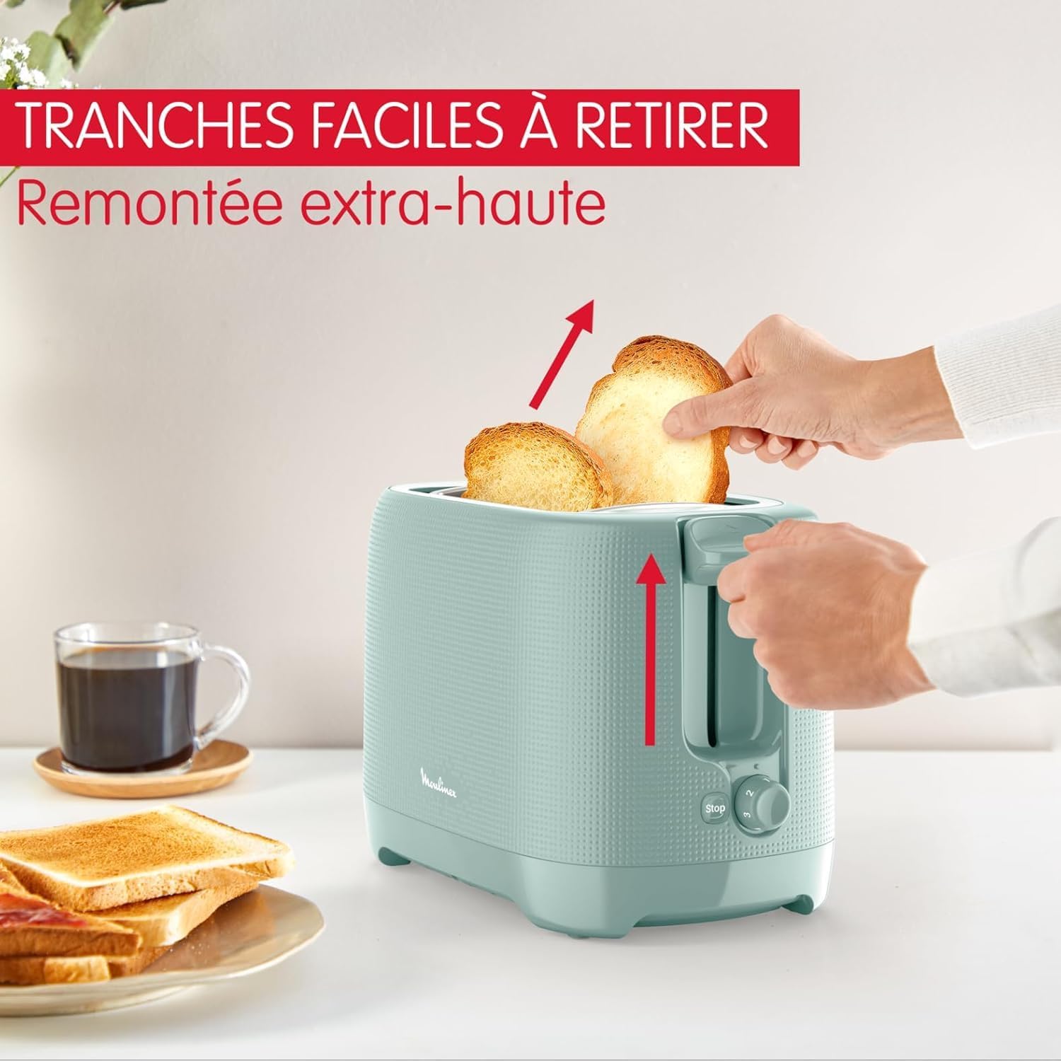 Thumbnail 4 de Moulinex LT2M1310 : grille-pain 2 fentes extra-larges, 7 niveaux de dorage et fonction réchauffage