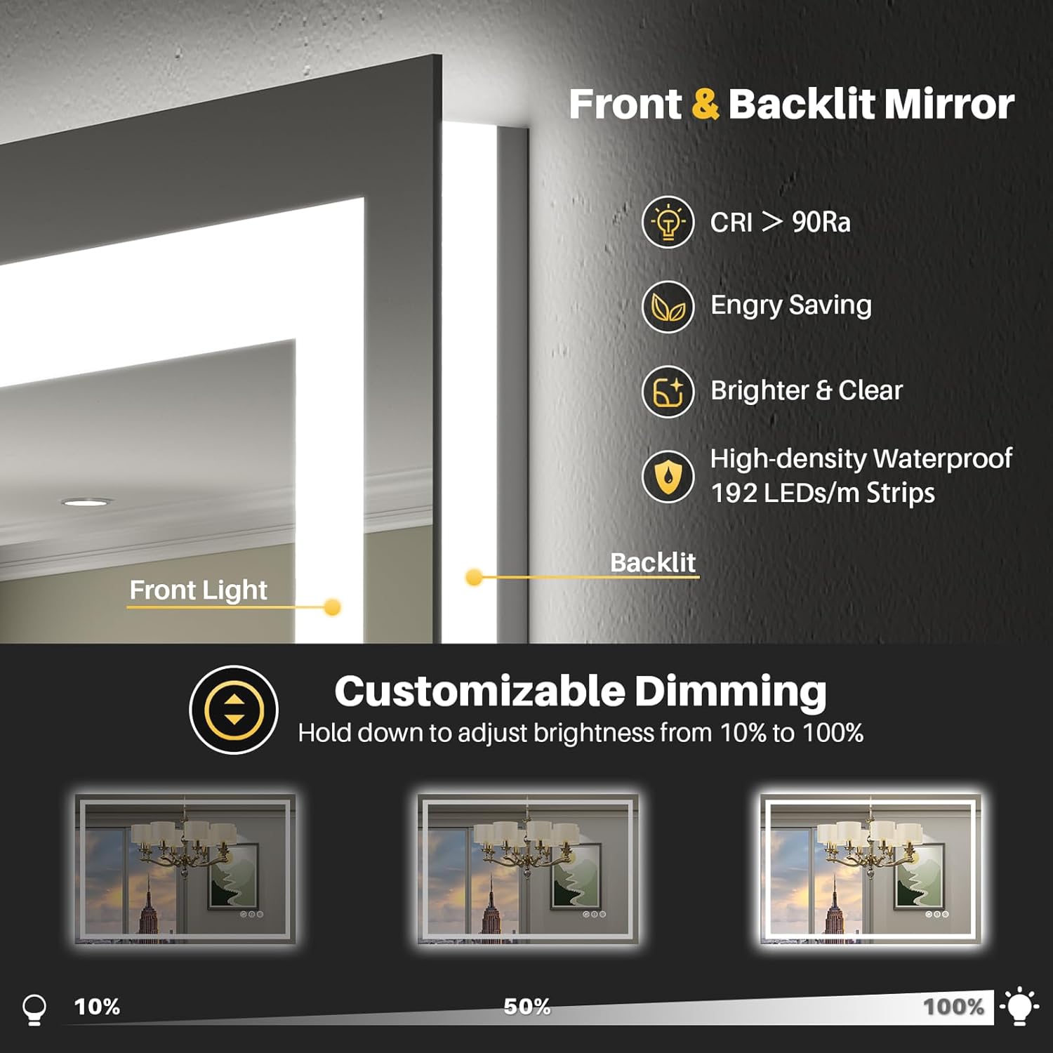 Detalle de Briivue 36x32 Inch LED Bathroom Mirror