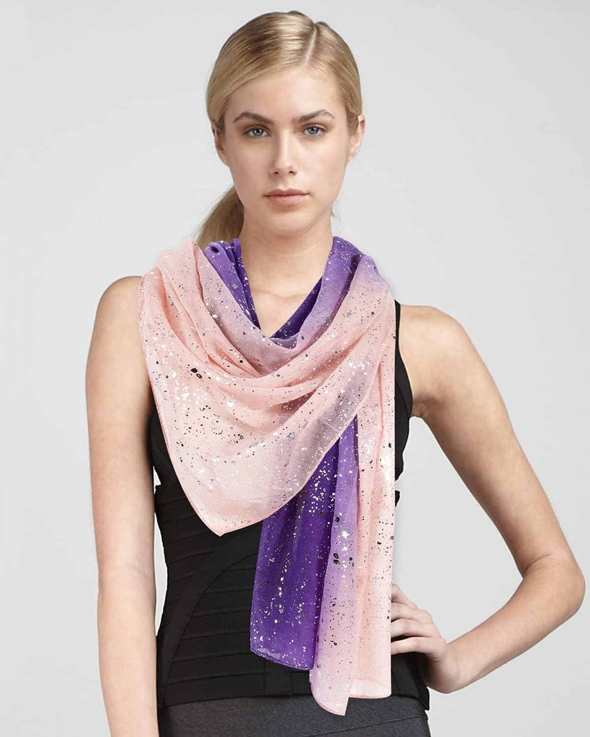 Thumbnail 6 de DAMILY foulard écharpe longue imprimée à paillettes pour femme (80 x 200 cm)