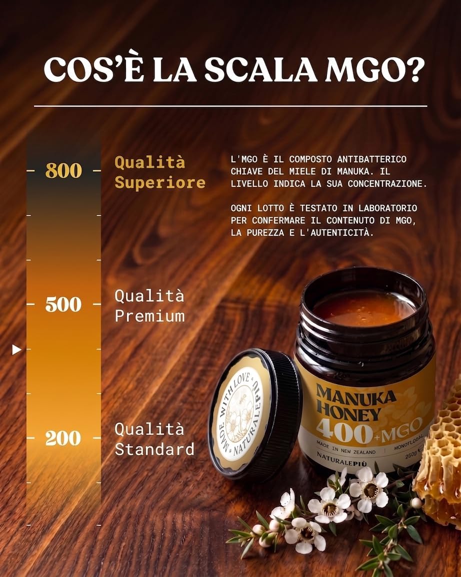 Thumbnail 1 de NaturalePiù Miele di Manuka RAW 400+ MGO da 250 g (attivo, puro e naturale) provenienza Nuova Zelanda