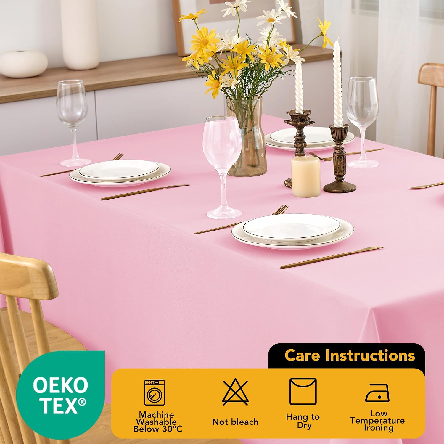 Thumbnail 6 de DailySet 10-Pack Pink Tablecloths for Rectangle Tables (60 x 102 Inches) – Stain-Resistant, Machine-Washable for 4–6 ft Tables