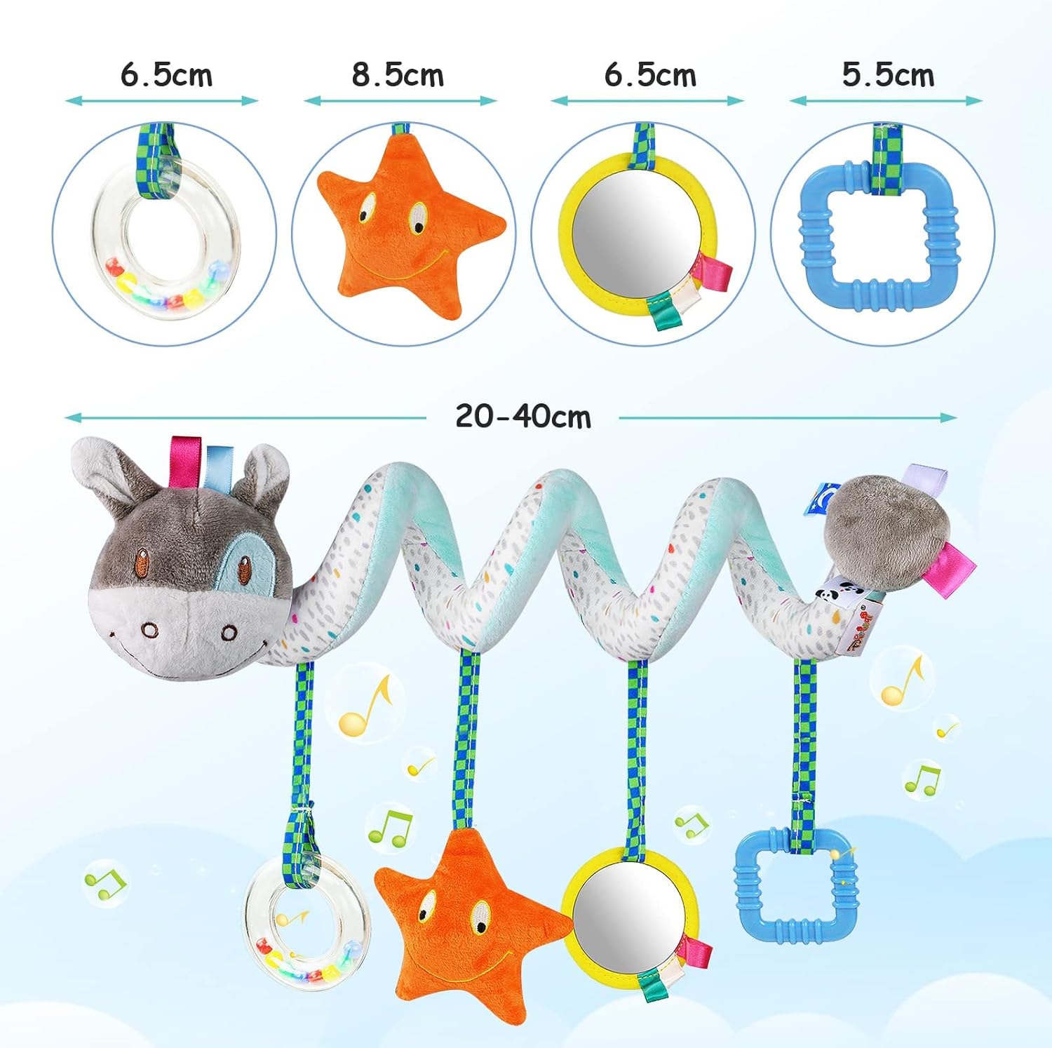 Detalle de Vicloon Jouet de Poussette Spirale d'Activité pour Bébé (âne) – Tendre compagnon de voyage