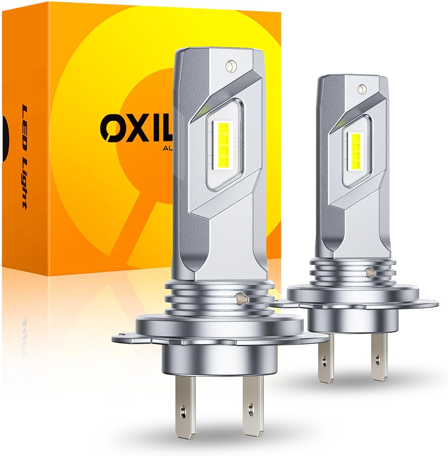 Detalle de OXILAM H7 LED Headlight Bulb — 32000LM, 6500K Cool White, 1:1 Mini Design, 3-Min Plug & Play, IP68, Pack of 2