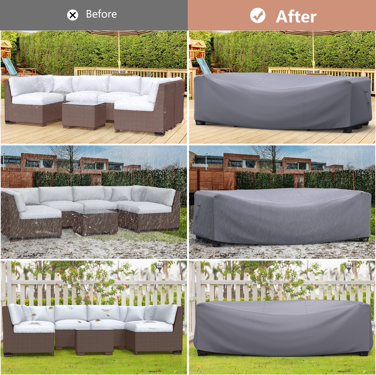 Thumbnail 6 de Mrrihand MHD-238 Patio Furniture Cover, 108"L x 82"W x 28"H, Gray