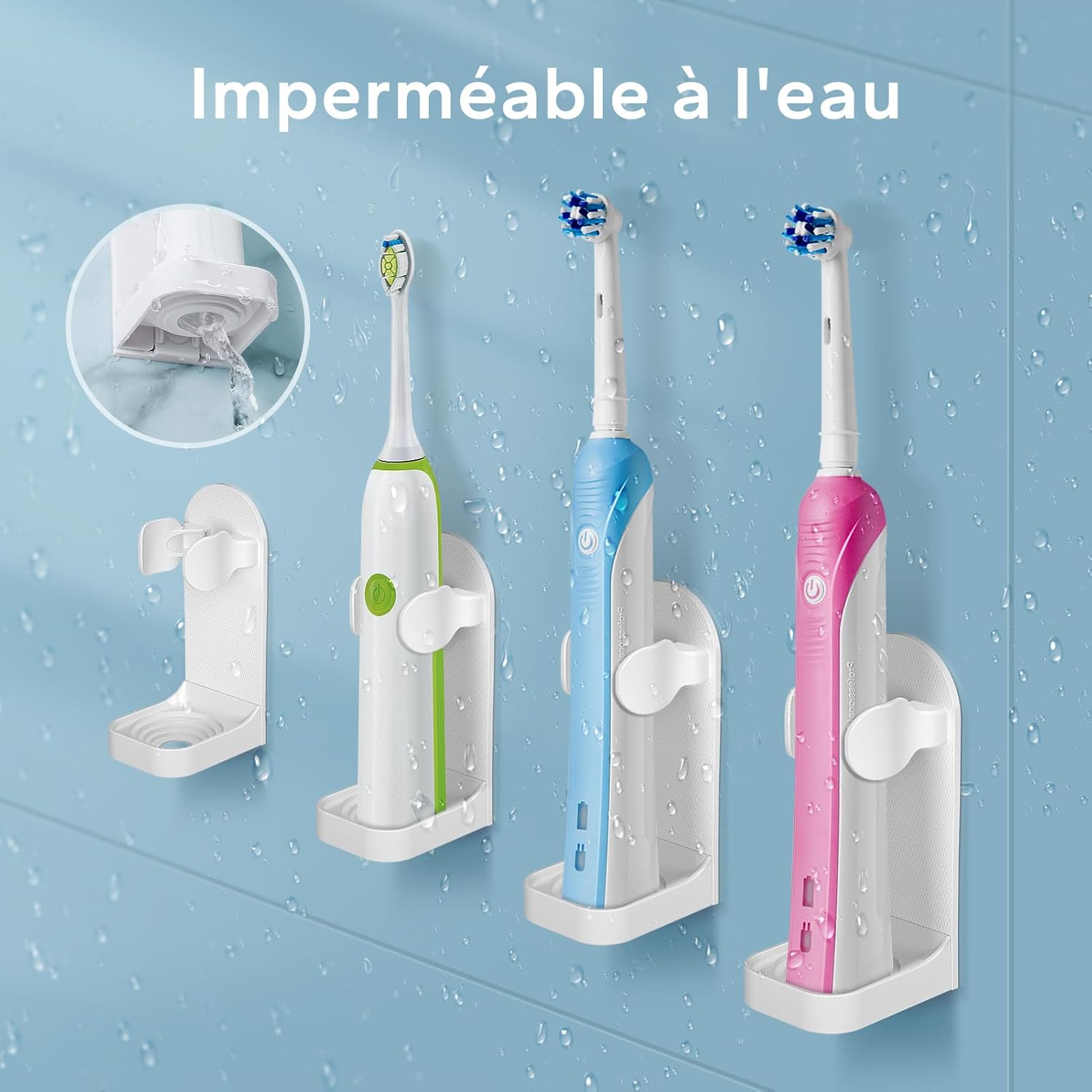 Thumbnail 3 de Support mural pour brosse à dents électrique HOMMAND (lot de 4) avec fixation adhésive