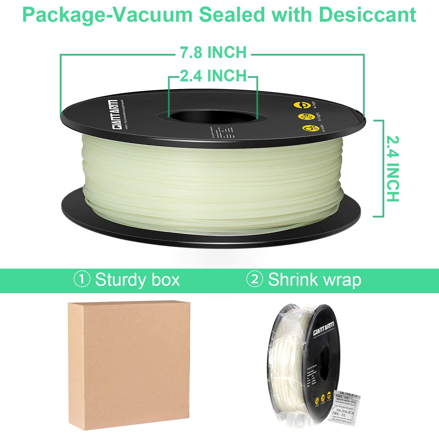 Detalle 2 de GIANTARM PLA Filamento 1,75 mm Verde Luminoso 🌟 1 kg