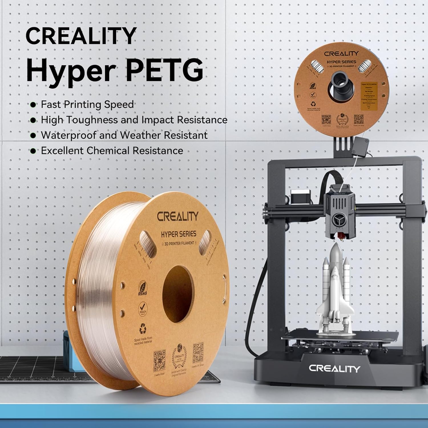 Thumbnail 1 de Creality Hyper PETG Filament 1,75 mm transparent (2024) – 1 kg Spule, Hochgeschwindigkeits-PETG
