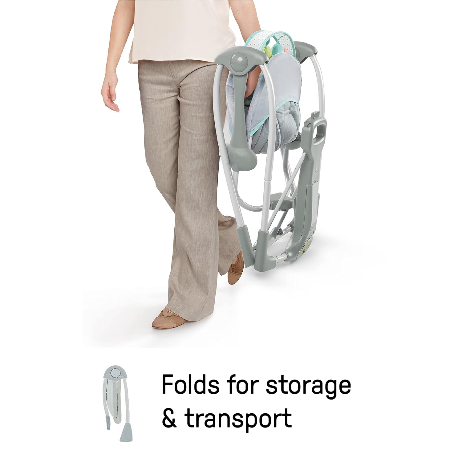 Detalle 2 de Ingenuity Babyschaukel Swing and Go Portable Swing – kompakt, leise und flexibel