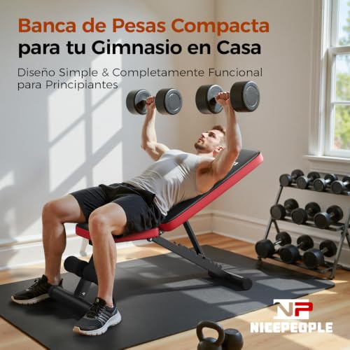 Detalle de Banco de pesas regulable FLYBIRD para gimnasio en casa, 8 posiciones y 300 kg