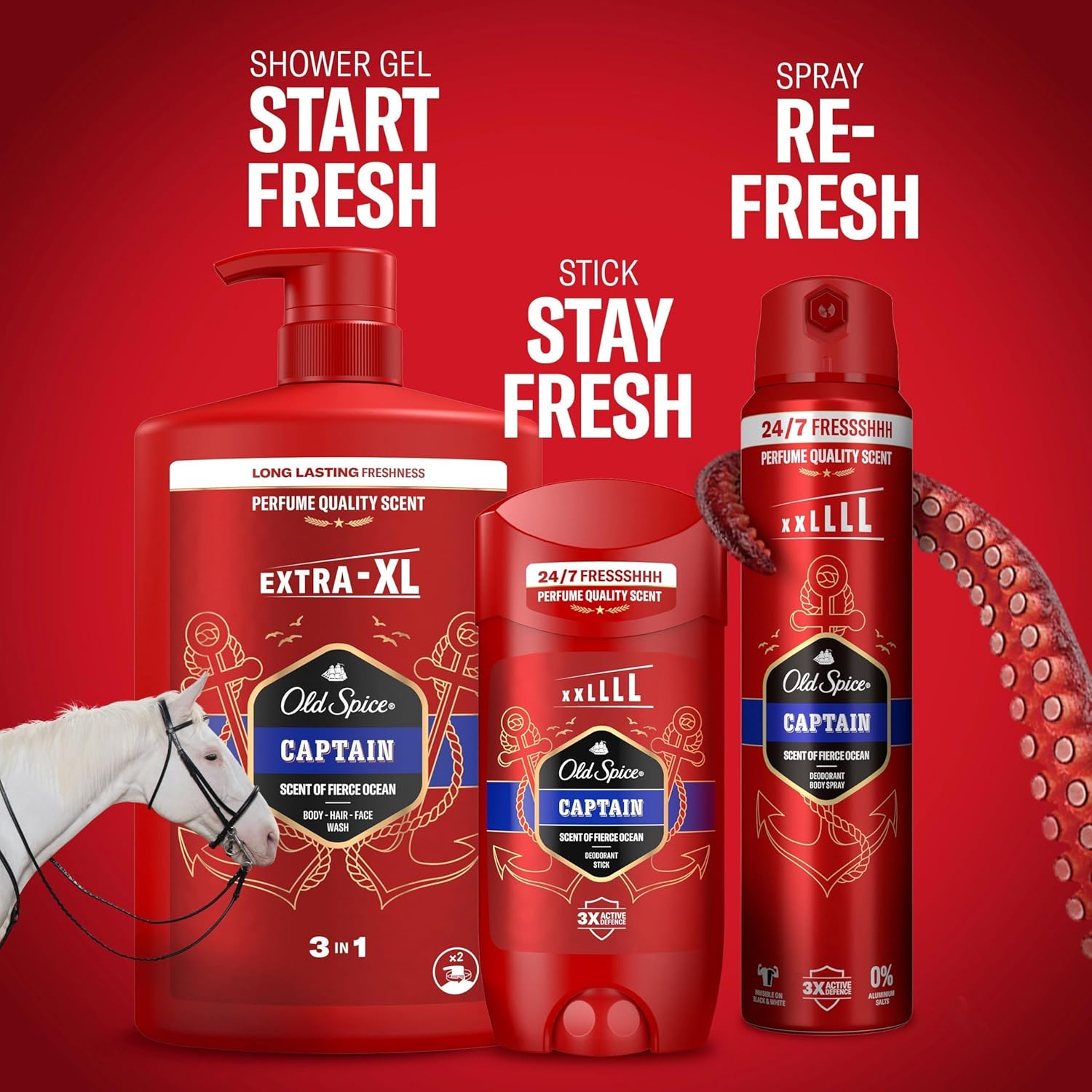 Thumbnail 6 de Old Spice Captain 3-in-1 Duschgel für Haar, Gesicht und Körper (1000 ml) – langanhaltende Frische
