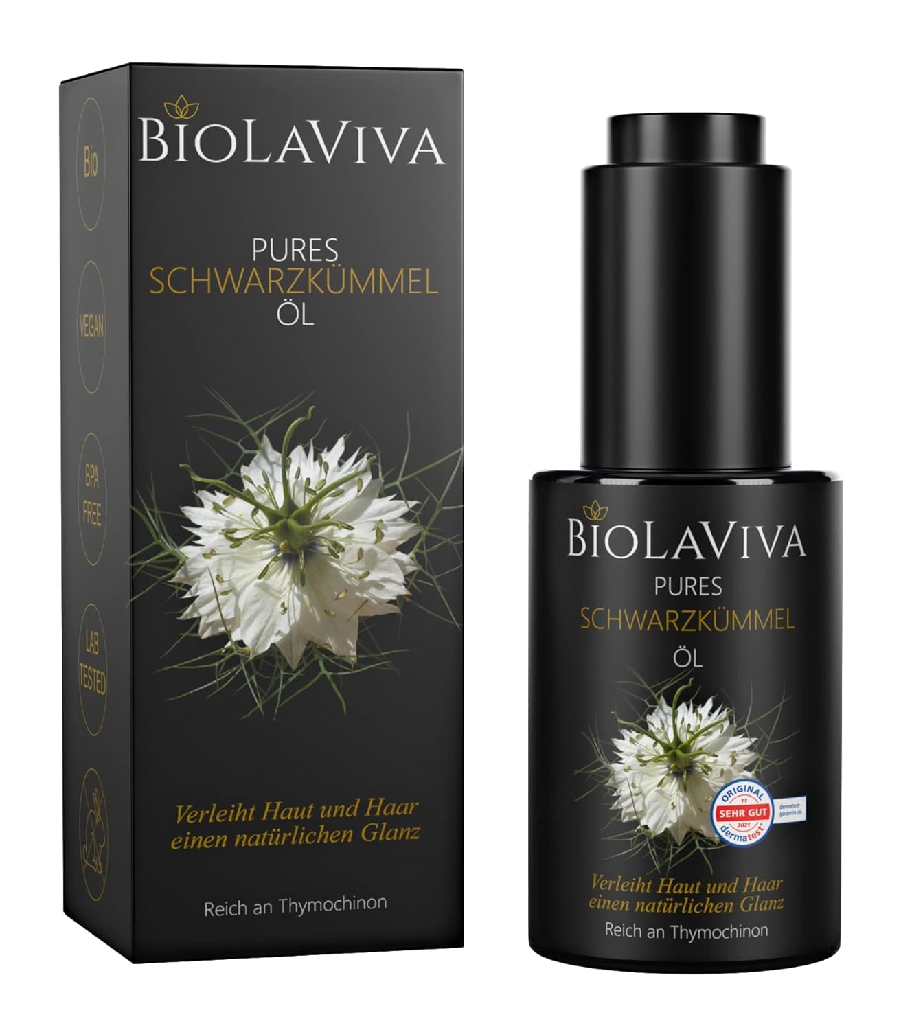 Thumbnail 5 de Ölmühle Schwarzkümmel Premium Bio Pflegeöl (BIO Schwarzkümmelöl) – 30 ml Pipettenflasche aus Miron-Violettglas