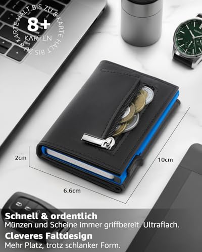 Thumbnail 1 de TEEHON Geldbörse Herren – Slim Wallet mit Münzfach, RFID-Schutz und ID-Fenster, Blau