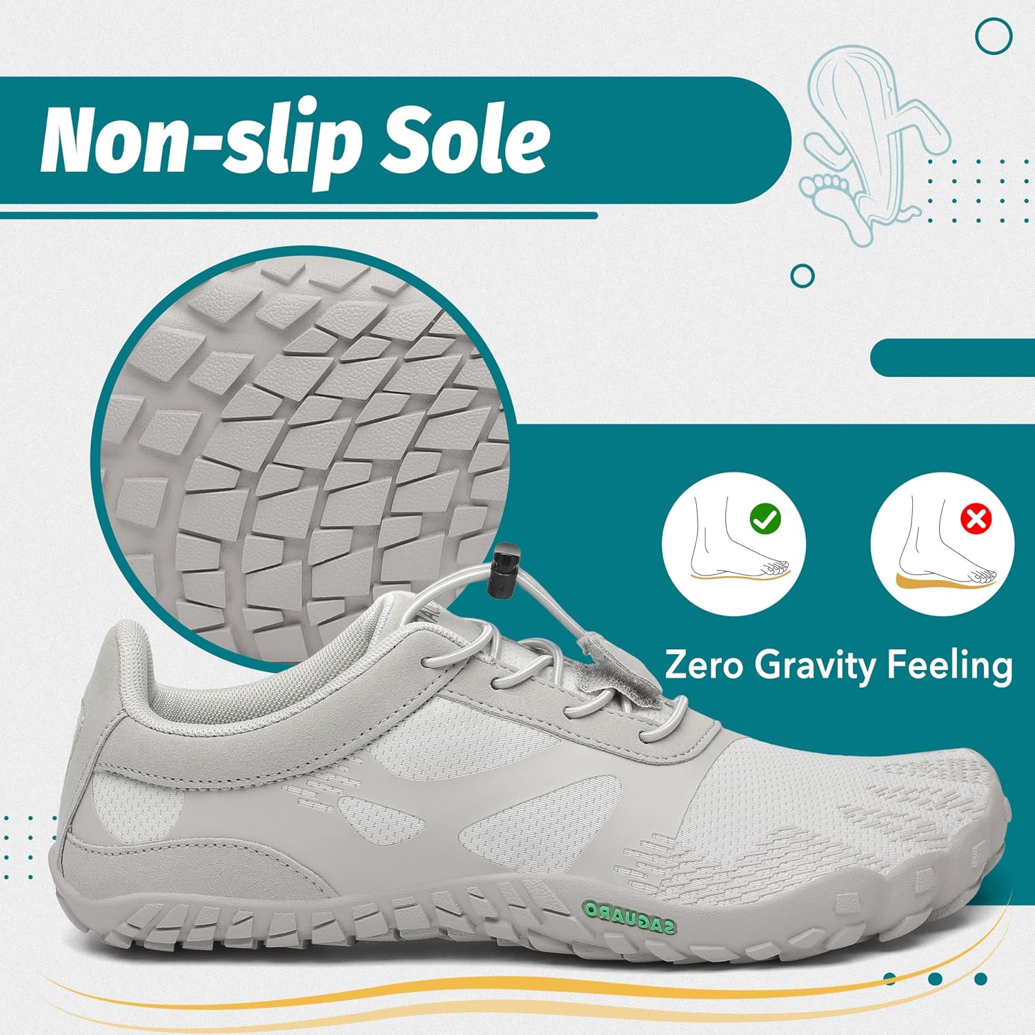 Thumbnail 4 de SAGUARO Barfußschuhe Outdoor – Unisex, breiter Zehenbereich, Zero-Drop Sohle, Schnellschnürsystem, Gr. 36–48
