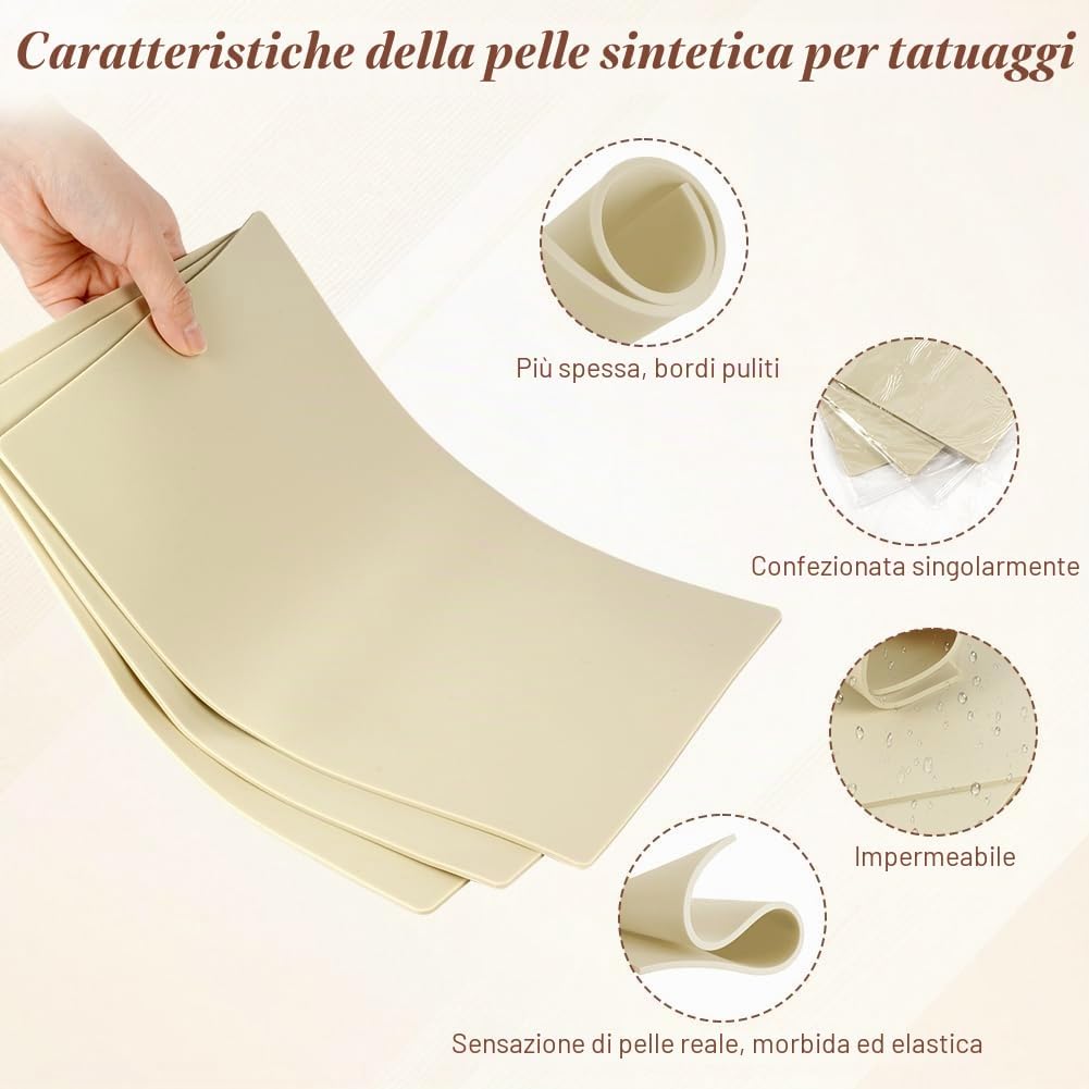 Detalle de Vicloon Pelle Sintetica Tattoo 3mm – 3 Pezzi 210 x 297 mm beige