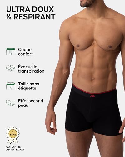 Thumbnail 2 de DANISH ENDURANCE Boxer Bambou Homme – Caleçon Homme Ultra Doux et Respirant, Lot de 10 Noir, Taille L