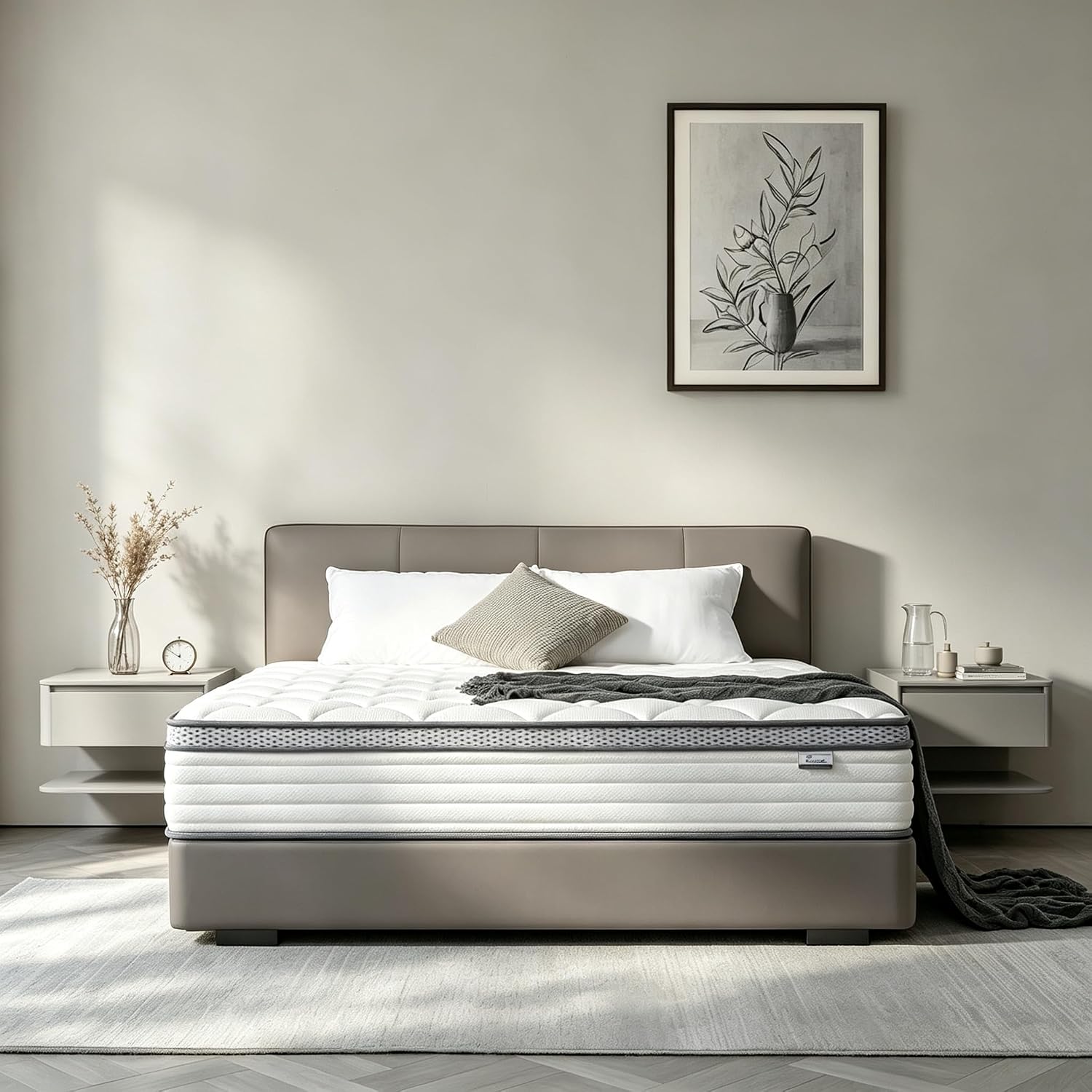 Detalle de Coventa 12-Inch Queen Hybrid Mattress in a Box, Medium-Firm Comfort