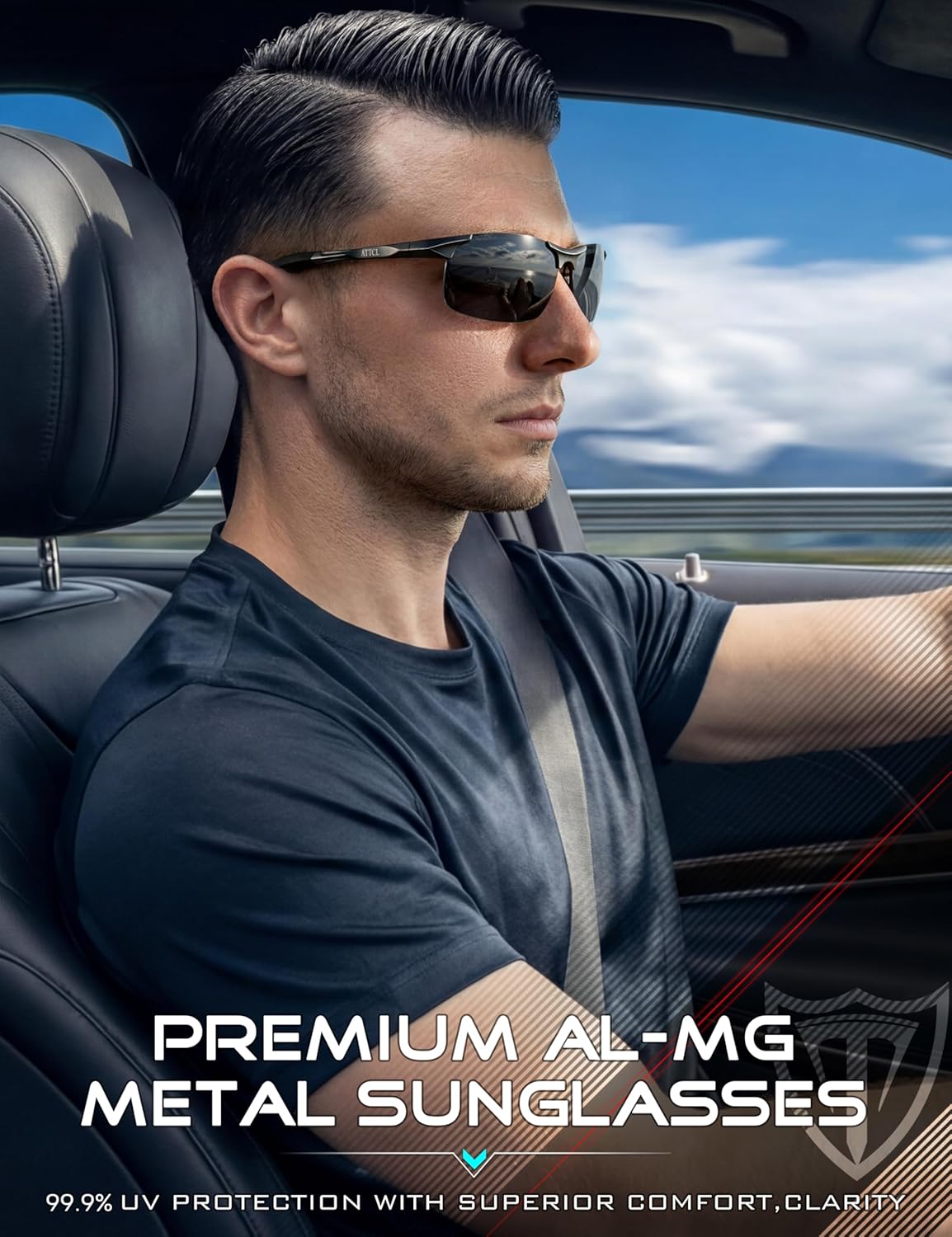 Detalle 2 de ATTCL Polarised Sports Sunglasses for Men with UV400 Protection (Wrap Around, Lightweight 20g)