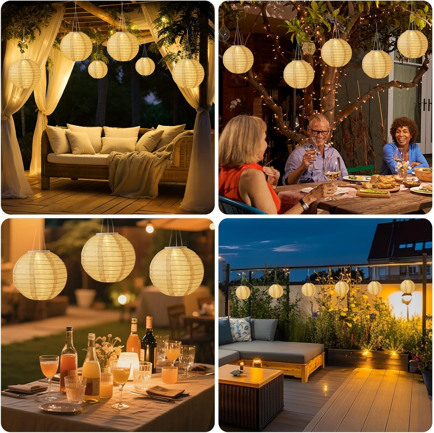Thumbnail 4 de Auting Solar Lampions Außen Wetterfest, 2erセット, 20 cm – Warmweiß für Garten, Terrasse und Hochzeit