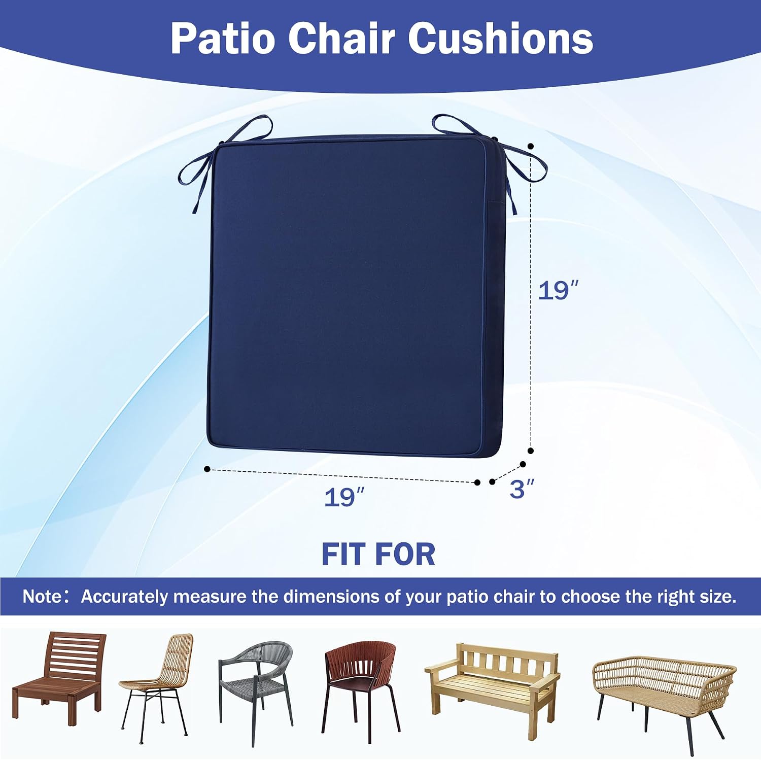 Detalle 2 de IASEAHK Patio Chair Cushions 19" x 19" x 3