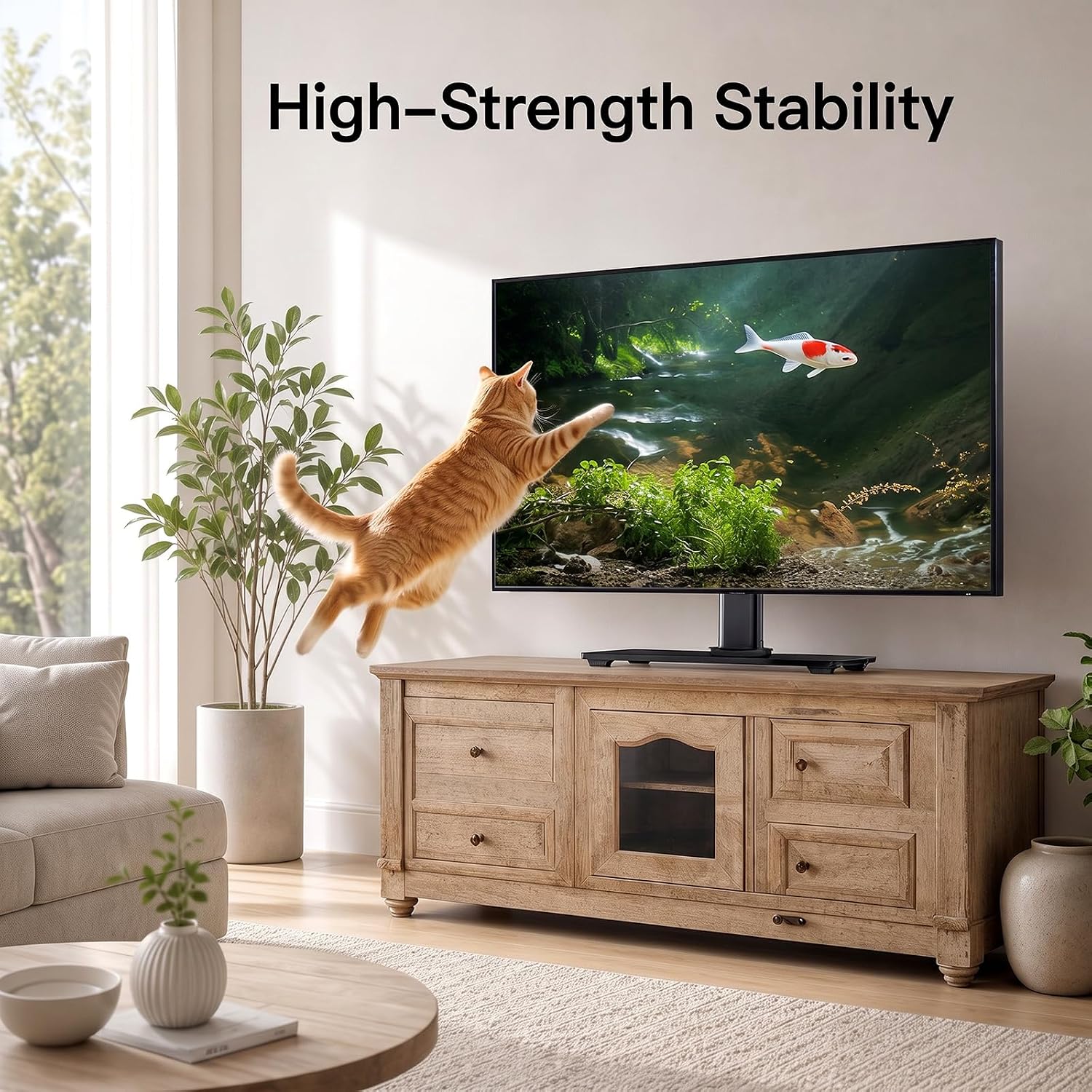 Detalle 2 de PERLESMITH PSTVS02-N1 Universal Swivel TV Stand for 32-75 inch TVs