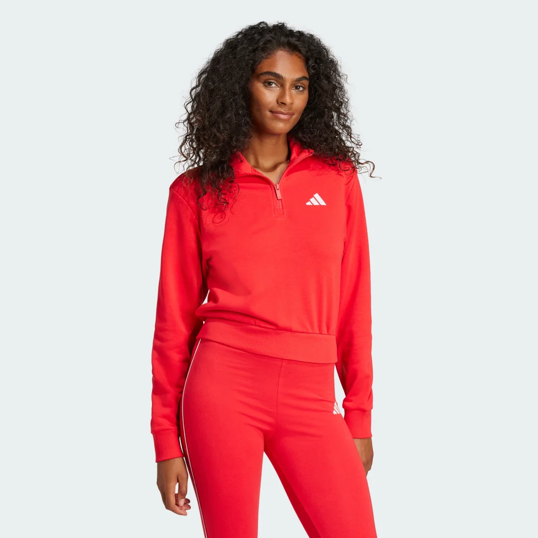 Detalle de adidas Essentials Sudadera quarter-zip 30 días Rojo