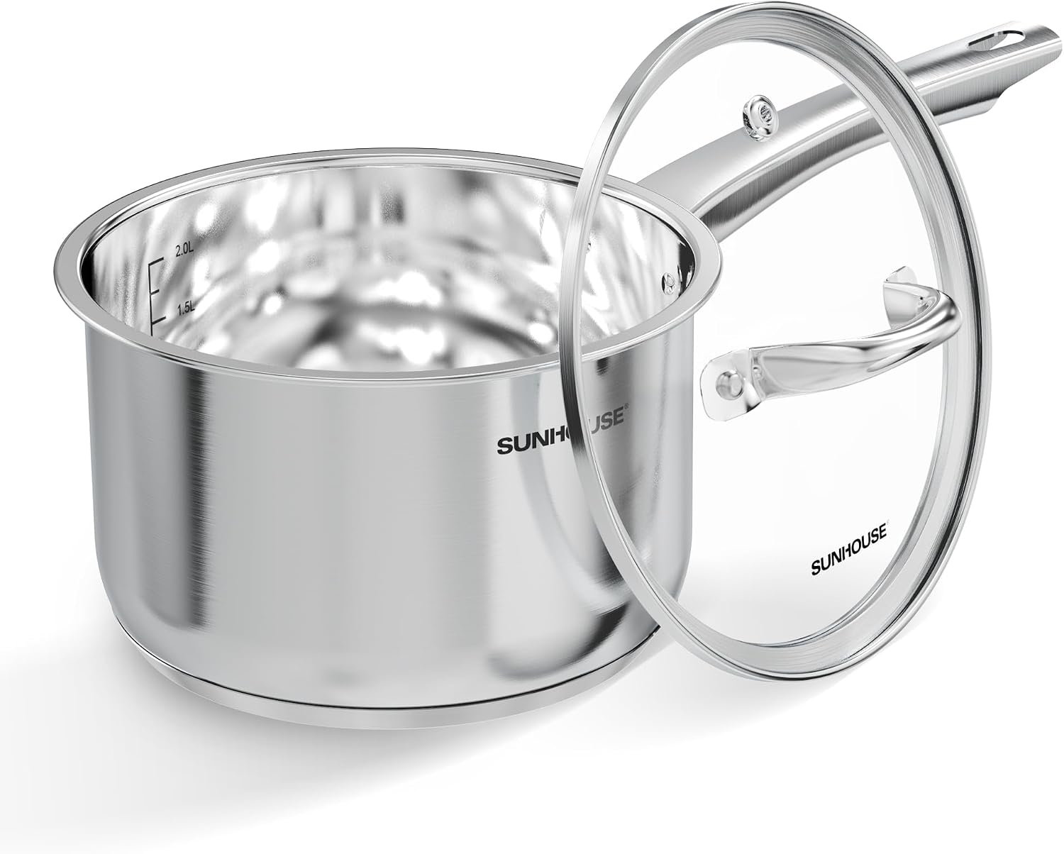 Detalle de SUNHOUSE 3-Quart Stainless Steel Saucepan with Lid