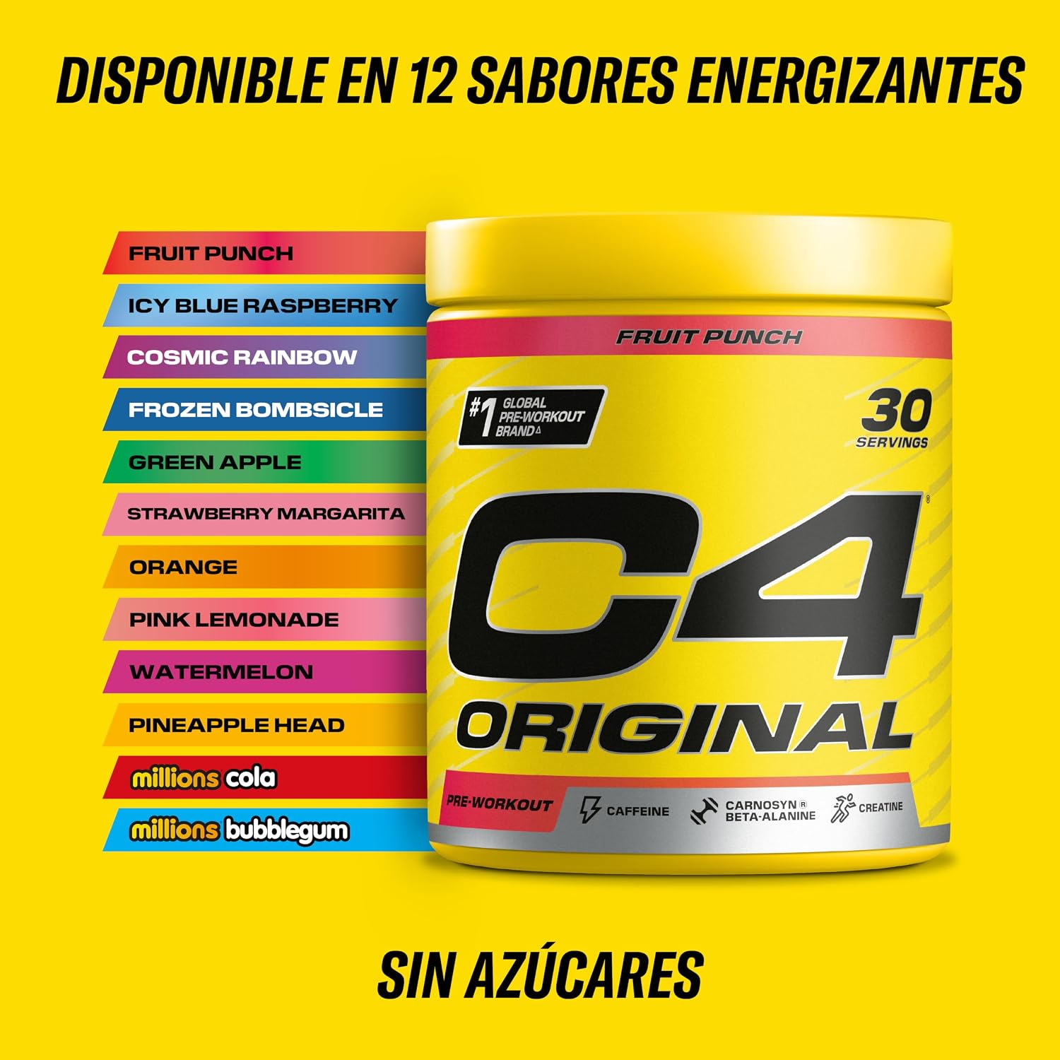 Detalle 2 de C4 Original 💪 Suplemento preentrenamiento manzana verde, 30 disoluciones