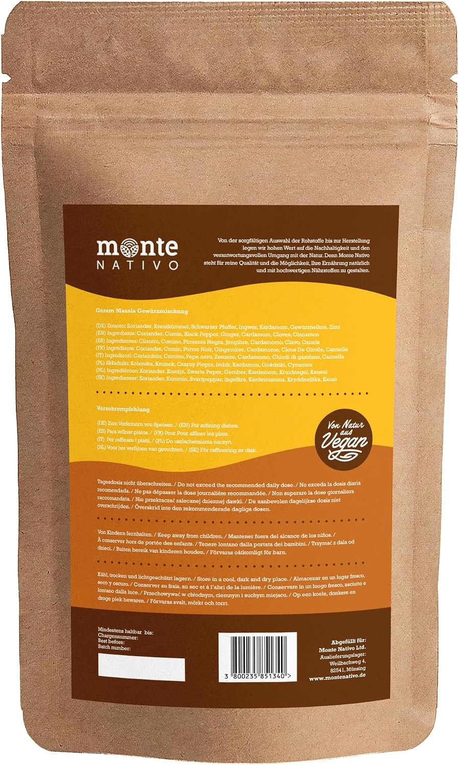 Detalle de Garam Masala Monte Nativo (500g) – Spezie indiane autentiche per curry, carni e verdure